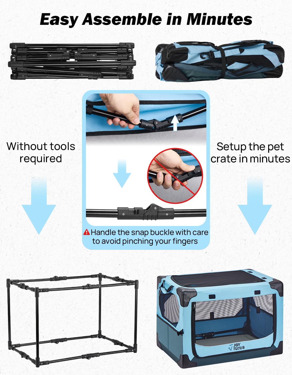 JOYTUTUS Collapsible Dog Crate, 26 Inch Portable Pet Crate for Car, Travel Dog Kennel Foldable Dog Crate for Medium Dog 44lbs, Soft Cat Carrier Fit for Indoor & Outdoor/Car Back Seat/Trunk (Orange)