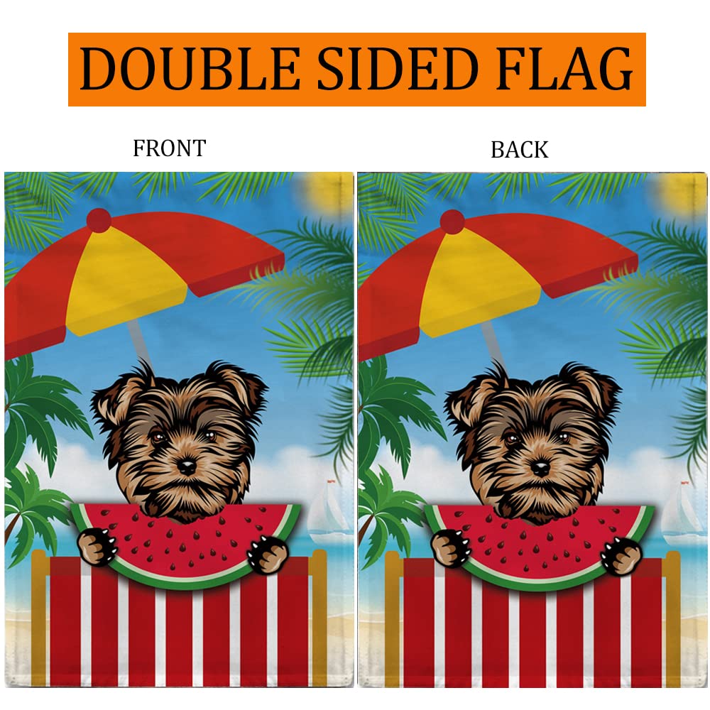 MALIHONG Summer Time Watermelon Flag Peeking Dog Boston Terrier House Flag Double Sided Yard Outdoor Decorative Summer Beach Holiday Flag 28 x 40 Inch