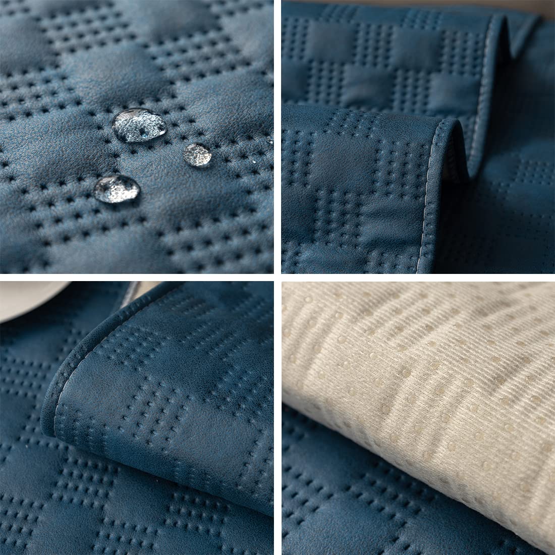 vctops Luxury Water Resistant Quilted Sofa Cover Faux Suede Plaid Sectional Couch Cover Anti-Slip Sofa Slipcover for Dogs, Children, Pets Furniture Protector (Dark Blue,36"x36")