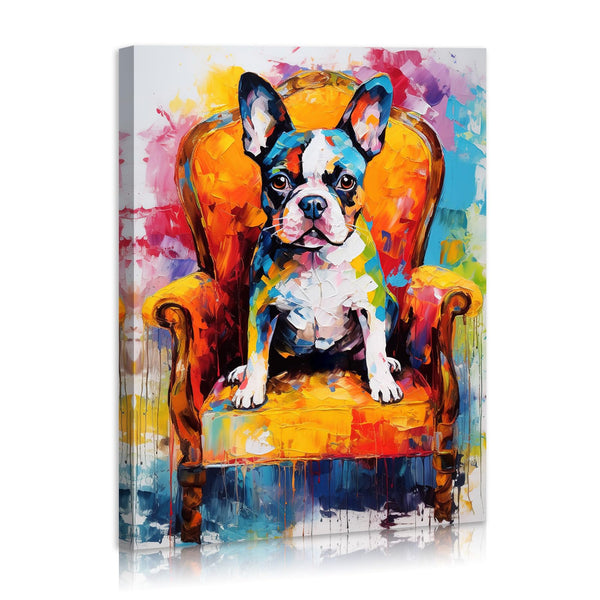 Dog Wall Art Abstract Dog Wall Decor Painting Colorful Animal Canvas Pictures Poster Print Pet Puppy Modern Framed Artwork for Bedroom Nursery Kids Room Office Wall Decor 12" x 16" inches