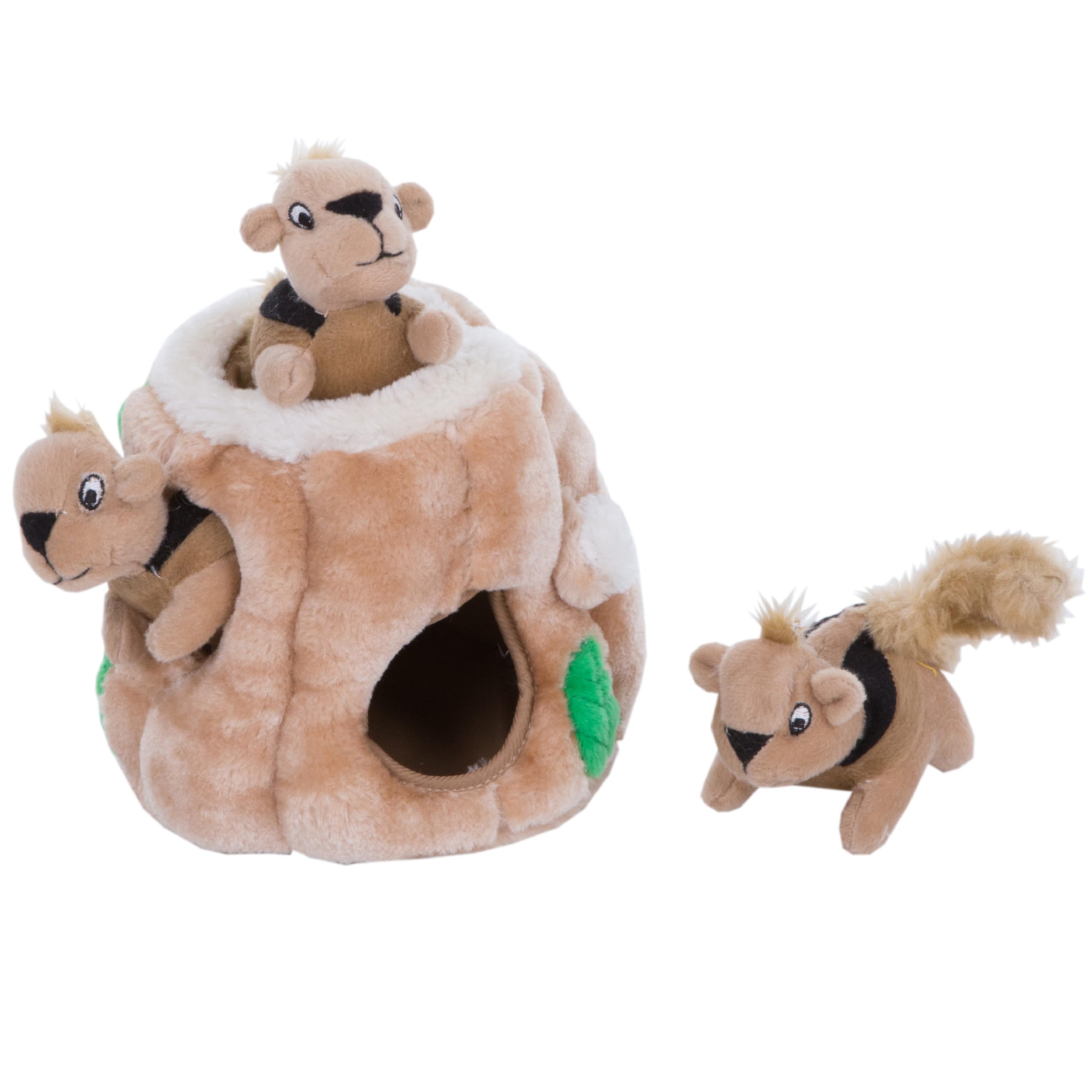 Outward Hound Hide-A-Squirrel Dog Toy – Interactive 2‑in‑1 Plush Puzzle with 3 Squeaky Removable Squirrels, Small
