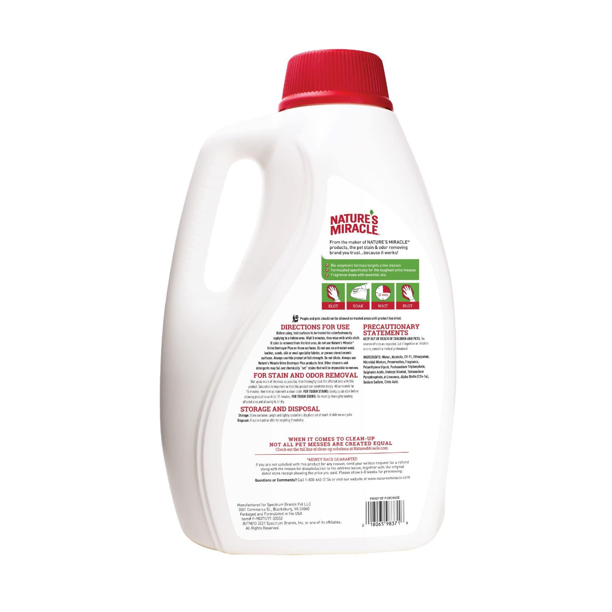 Nature’s Miracle Urine Destroyer Plus for Dogs, Enzymatic Formula Tough on Strong Dog Urine And The Yellow Sticky Residue, 1 Gal