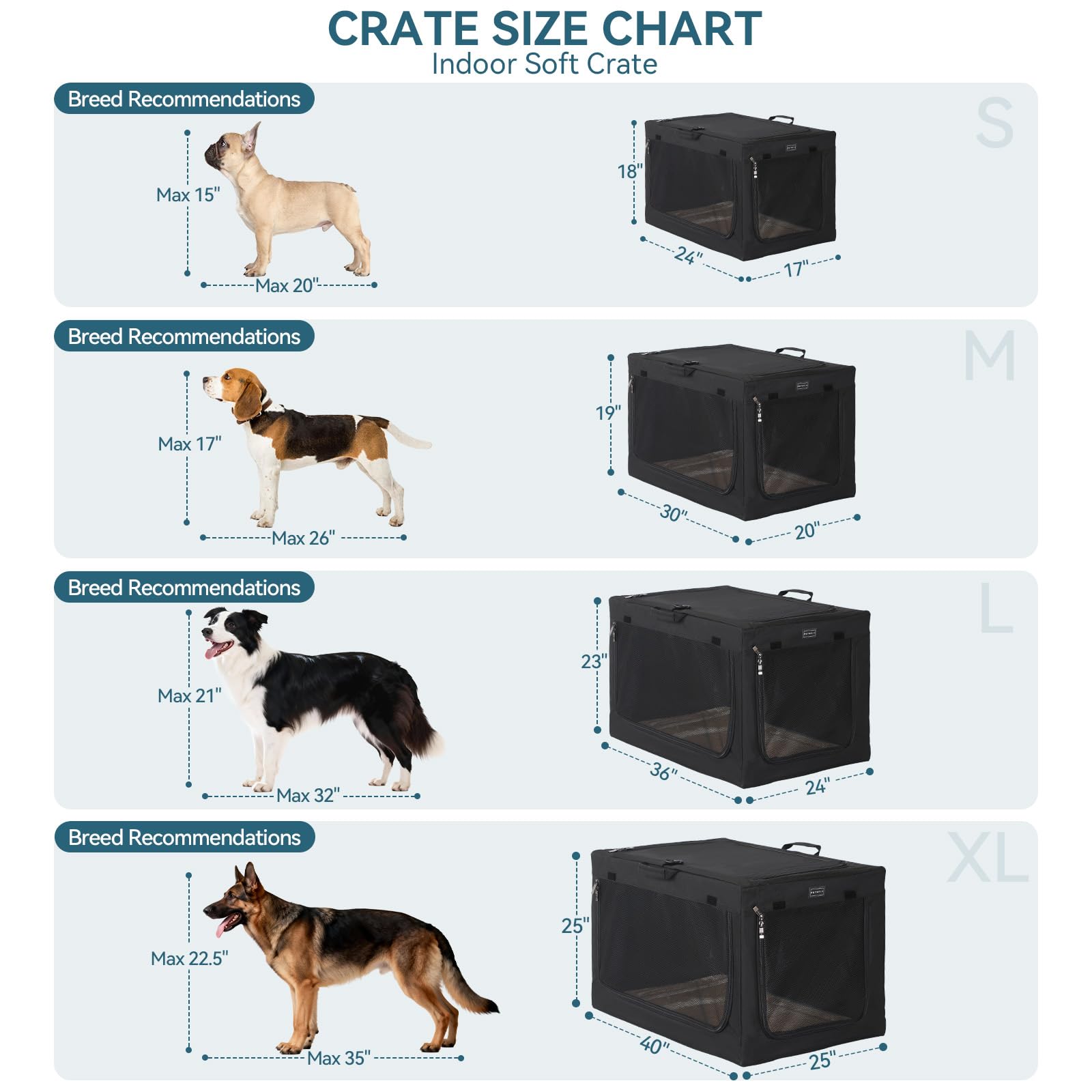 PETSFIT Portable Dog Crate for Small Dogs, – 24" Soft Dog Travel Crates with Lockable Zippers & Thicken Mat, Adjustable Patented Spiral Steel Frame, Collapsible Kennel for Indoor & Outdoor