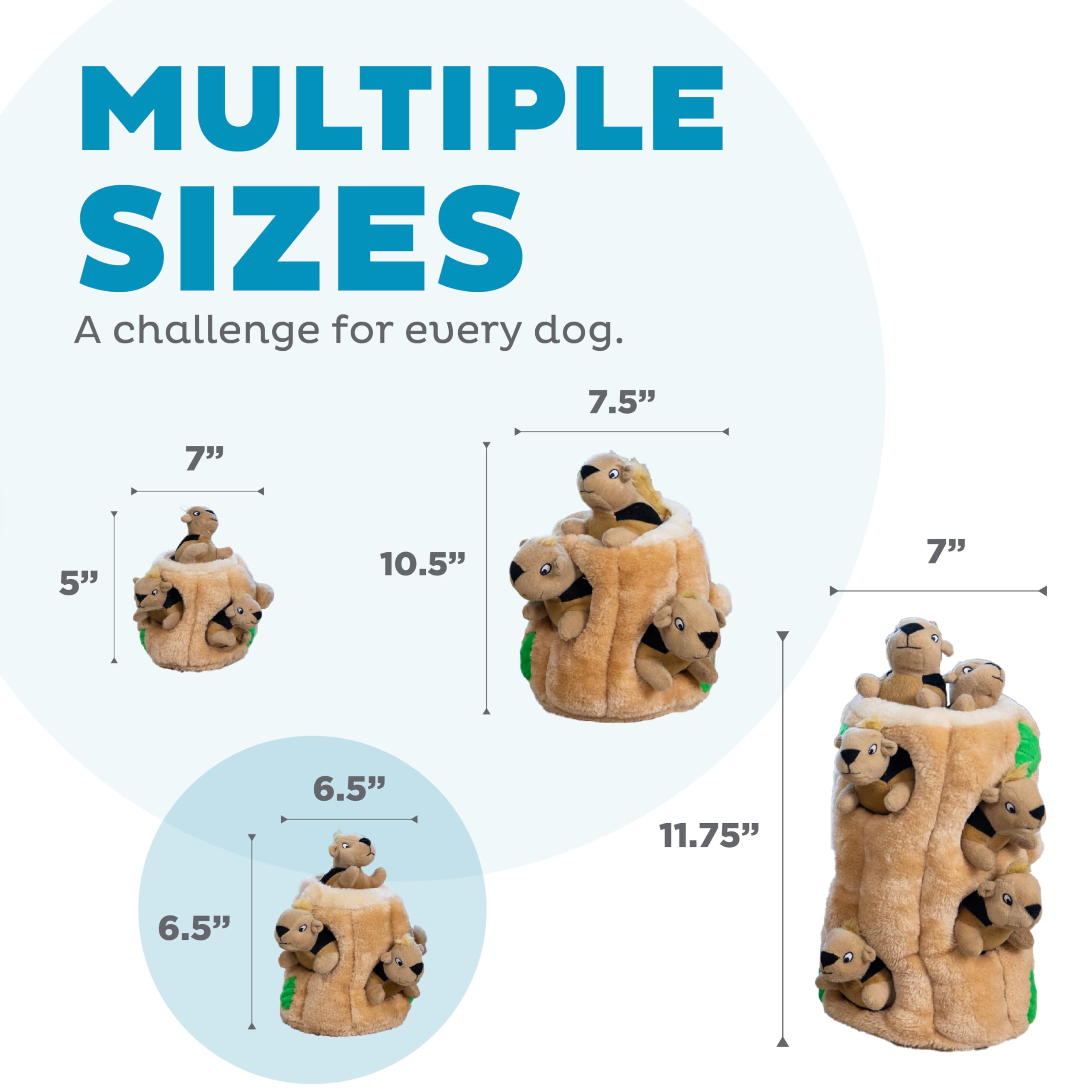 Outward Hound Hide-A-Squirrel Dog Toy – Interactive 2‑in‑1 Plush Puzzle with 3 Squeaky Removable Squirrels, Medium