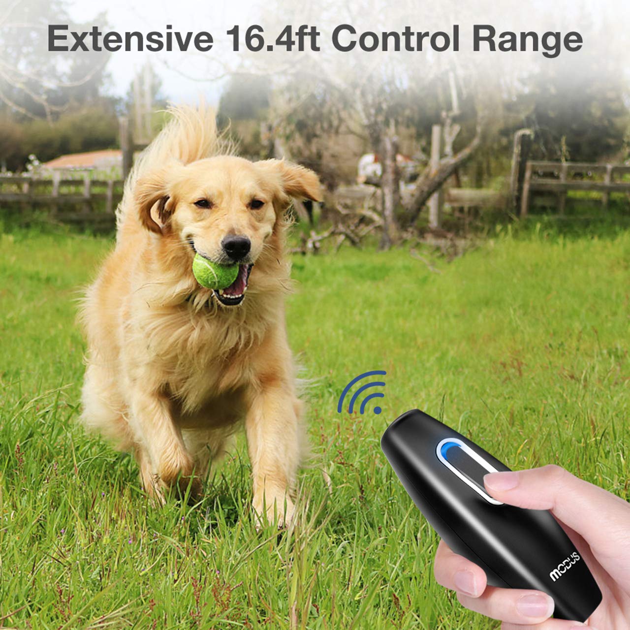 MODUS Bark Control Device - Anti Barking Device, 2-in-1 Dog Training Tool, 16.4 Ft Large Control Range, Safe to Use, Dog Silencer Dogs, Ultrasonic Dog Whistle Indoor&Outdoor