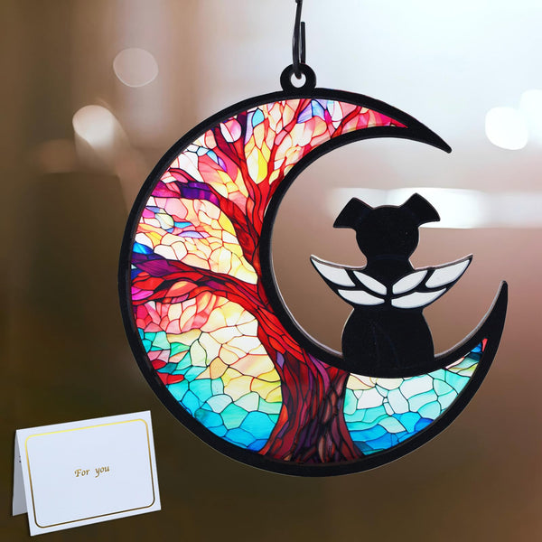 Original CCiaga DIY Dog Angel Memorial Suncatcher with Sympathy Card,Memorial Gifts for Loss of Dog Sympathy Gift,Pet Memorial Gifts for Dogs(3-Life Tree)