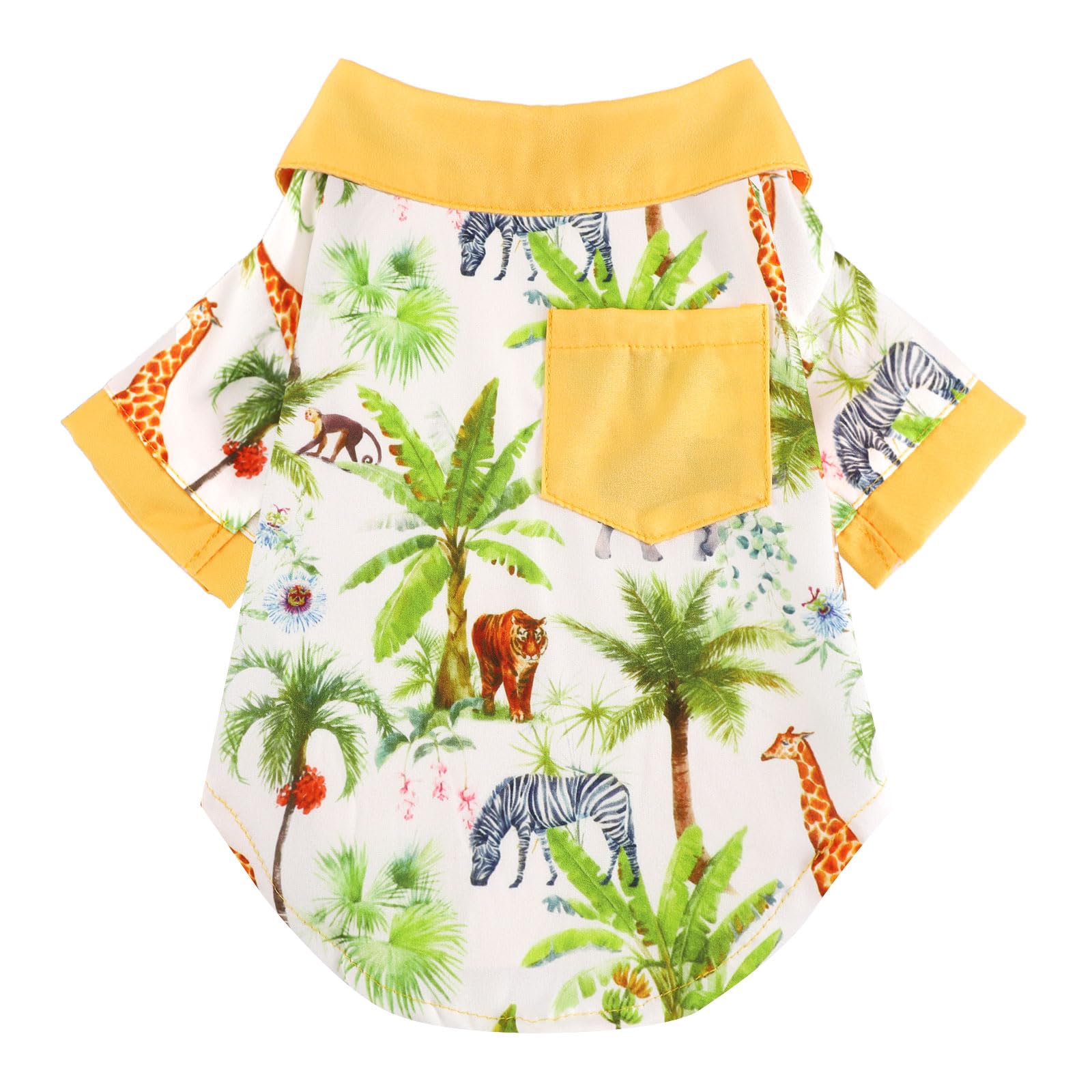 Yikeyo Dog Shirt,Hawaiian Dog Shirts for Small Dogs,Doggie Summer Clothes,Cool Beach Puppy T-Shirt with Sun Protection,Breathable Soft Pet Outfit(Yellow Giraffe,XS,Chest 9.44in)