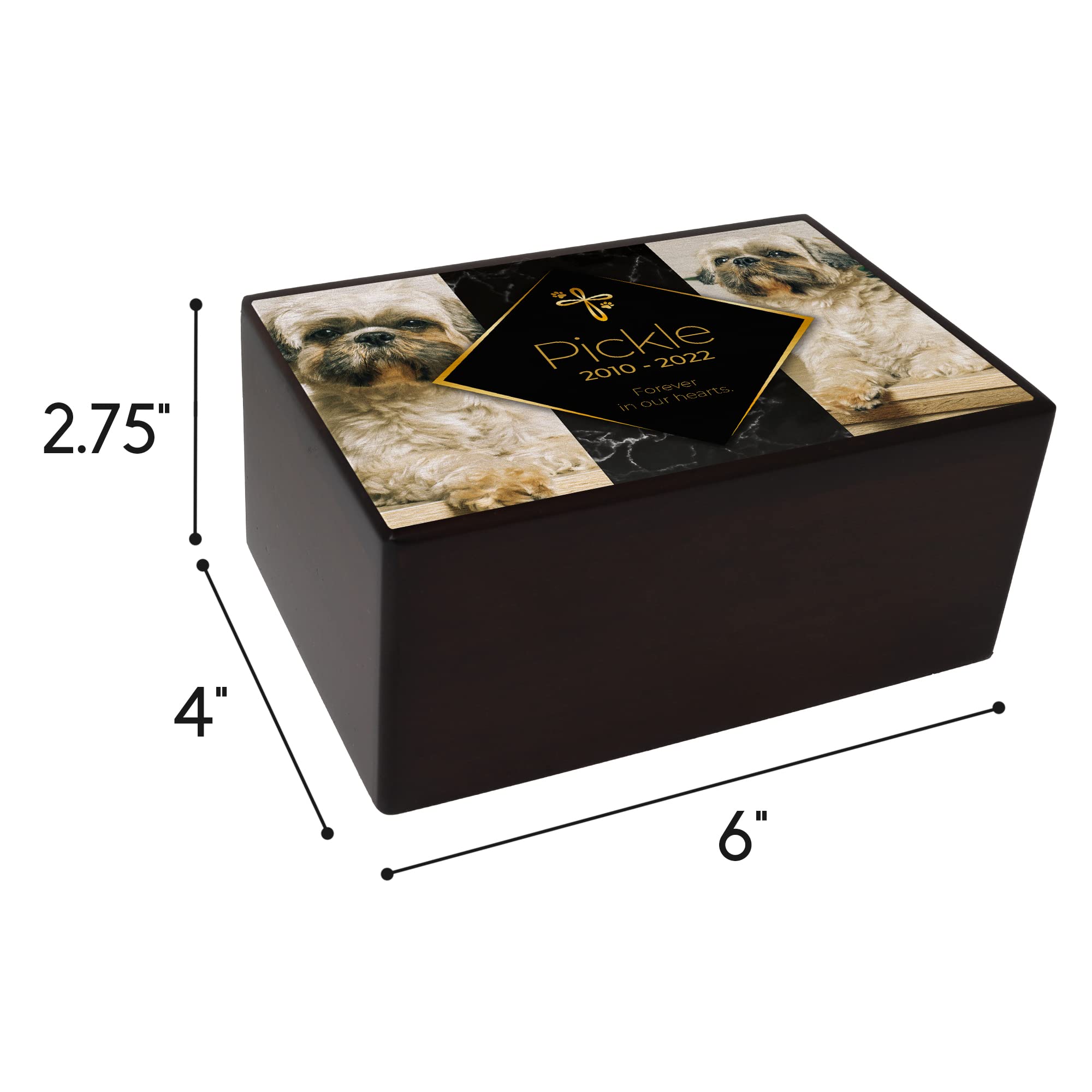 Royal Matter Custom Pet Keepsake Urns for Dogs, Wooden Box for Pet Ashes with Photo for Your Beloved Pets, Pet Cremation Urns as Sympathy Gifts for Pet Lovers - Small, 6" x 4" x 2.75" (Pickle)