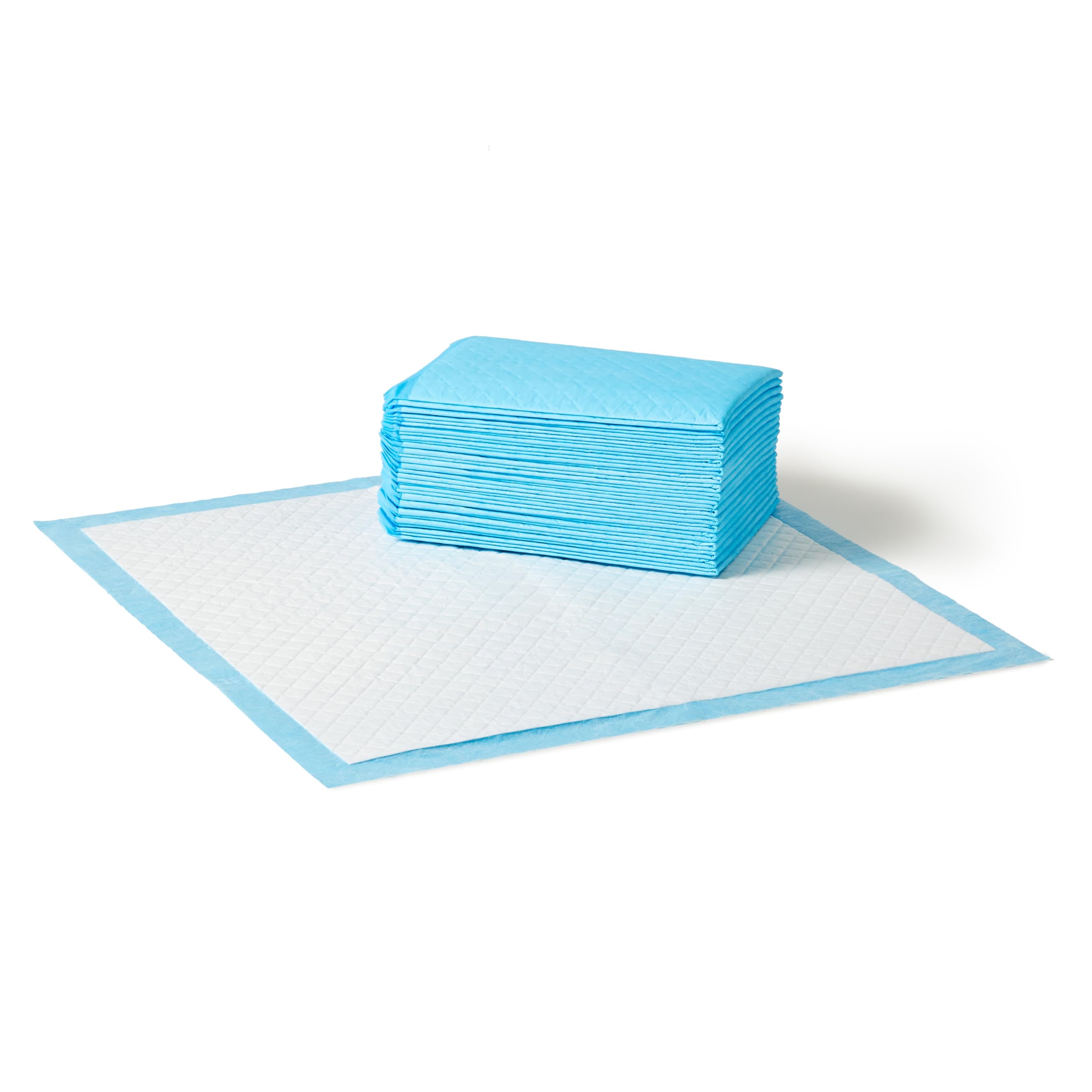 Amazon Basics Heavy Duty Absorbent Dog and Puppy Pee Pads with 5-Layer Leak-Proof Design and Quick-Dry Surface for Potty Training, Regular Size, 24 x 23 Inches, Blue & White, 20-Count