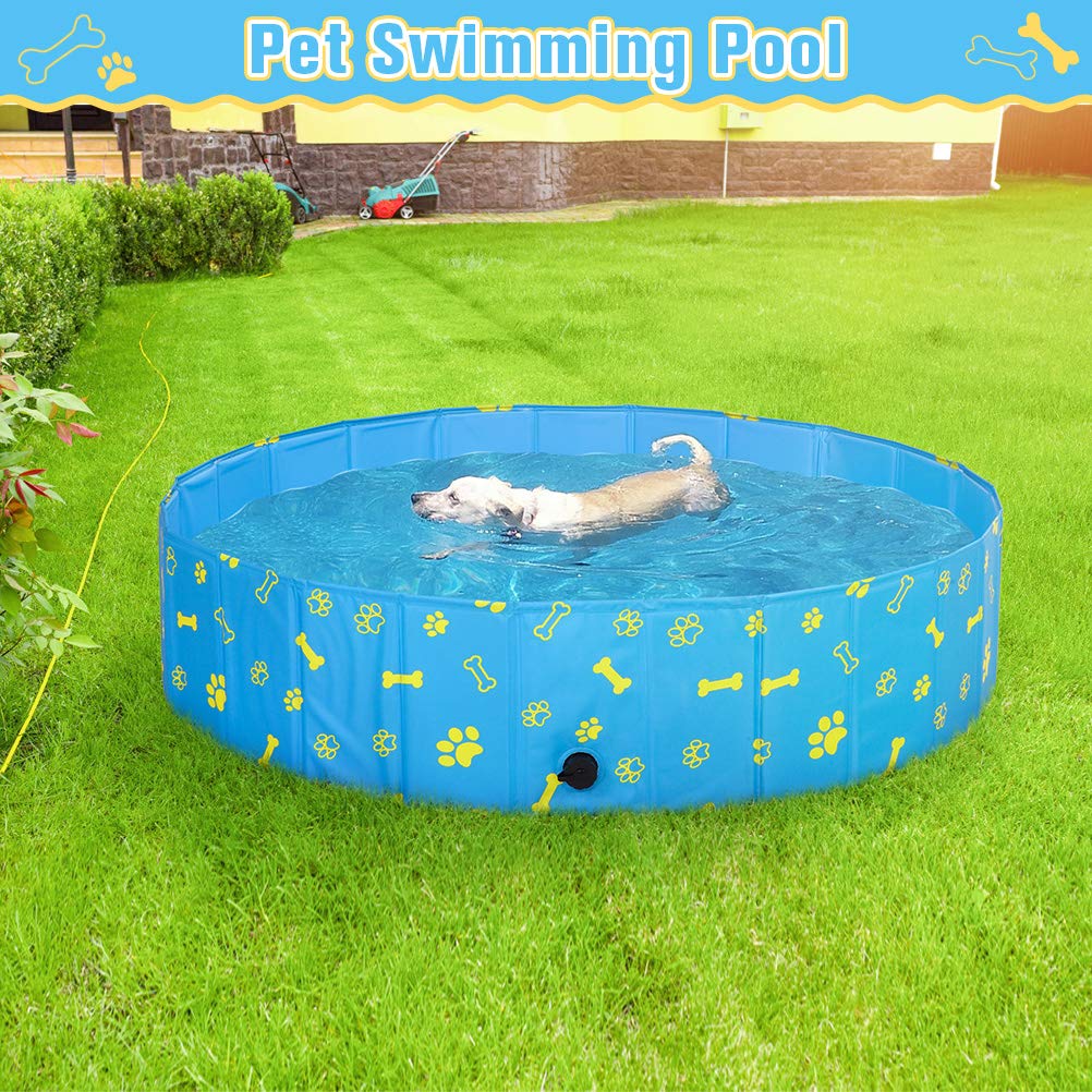 SCENEREAL Swimming Pool for Dogs Kids Toddlers - Large Foldable Pet Pool Bathing Tub with Paw Printing Outdoor Bathtub Collapsible for Small Medium Large Dogs Puppies