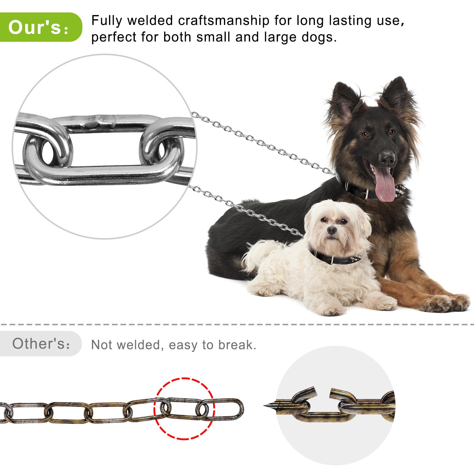 SELEWARE Dog Tie Out Stake Outdoor Anti-Rust Dog Anchor with Stainless Steel Dog Chain Leash for Large Dogs up to 100 lbs, Free Rotation Dog Stake Dog Camping Gear 30 ft A