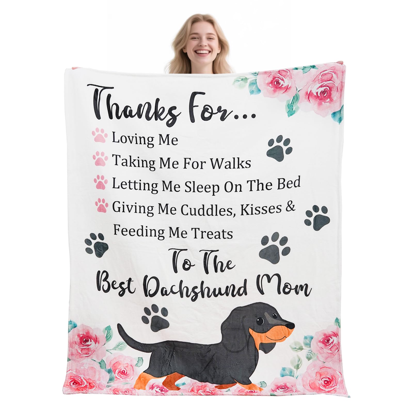 Tian Zhun Dachshund Gifts for Women Weiner Dog Lovers Soft Warm Dachshund Blanket Throw 50 x 60 Inch for Christmas Mothers Day Birthday