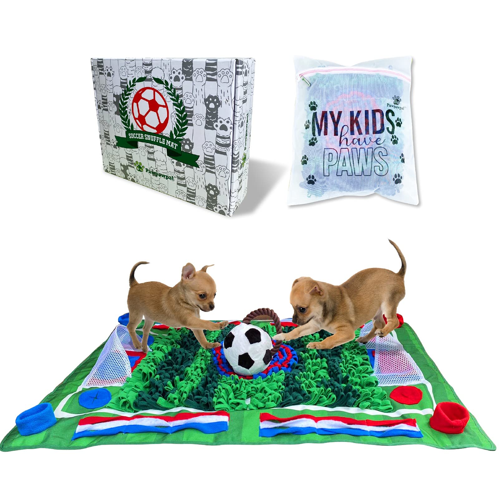 Luxury Hound Happy Doggy Set - 6 Pieces Set incl. XXXL Snuffle Mat with Soccer - Snuffle Slow Feeder - Super Luxurious Dog Mat