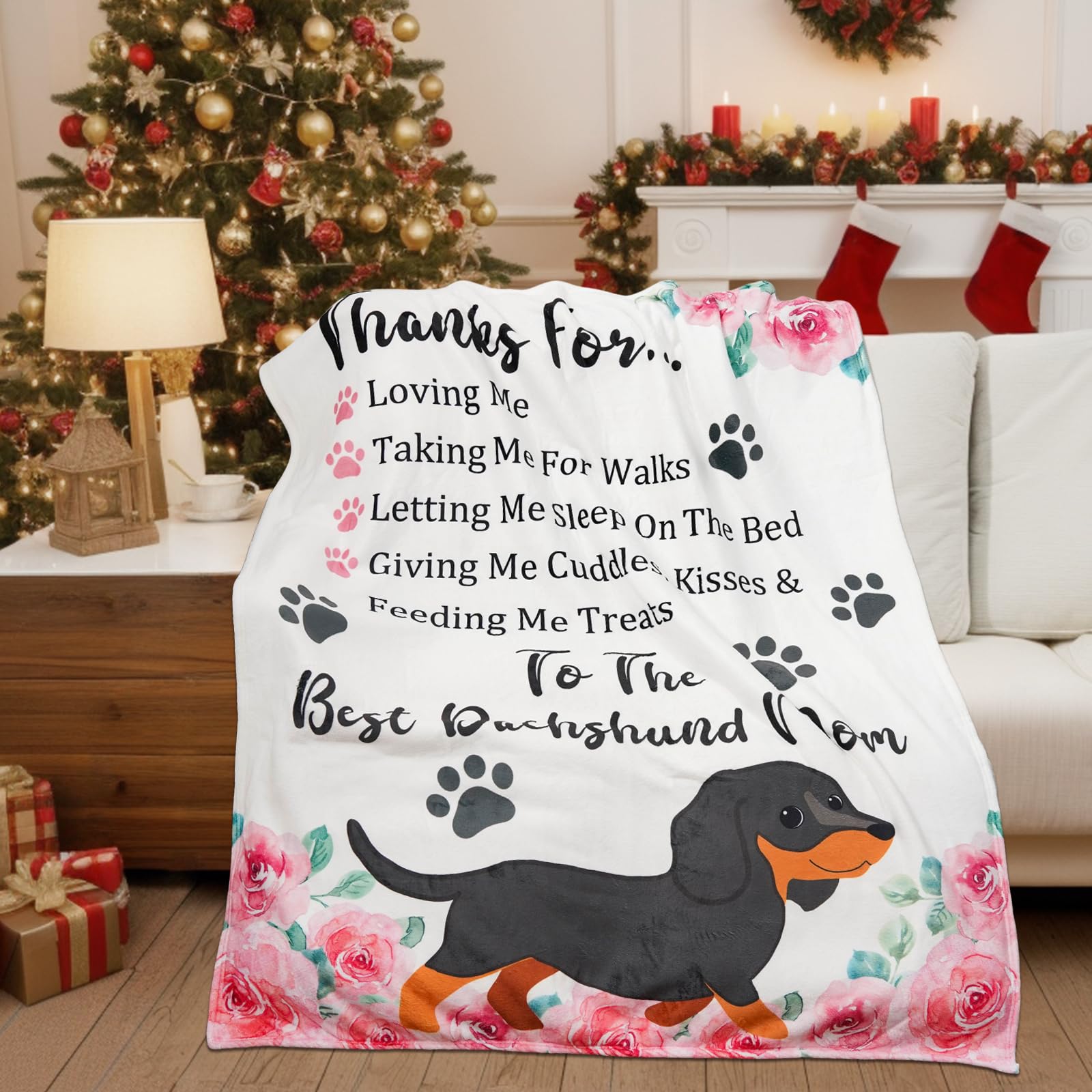 Tian Zhun Dachshund Gifts for Women Weiner Dog Lovers Soft Warm Dachshund Blanket Throw 50 x 60 Inch for Christmas Mothers Day Birthday