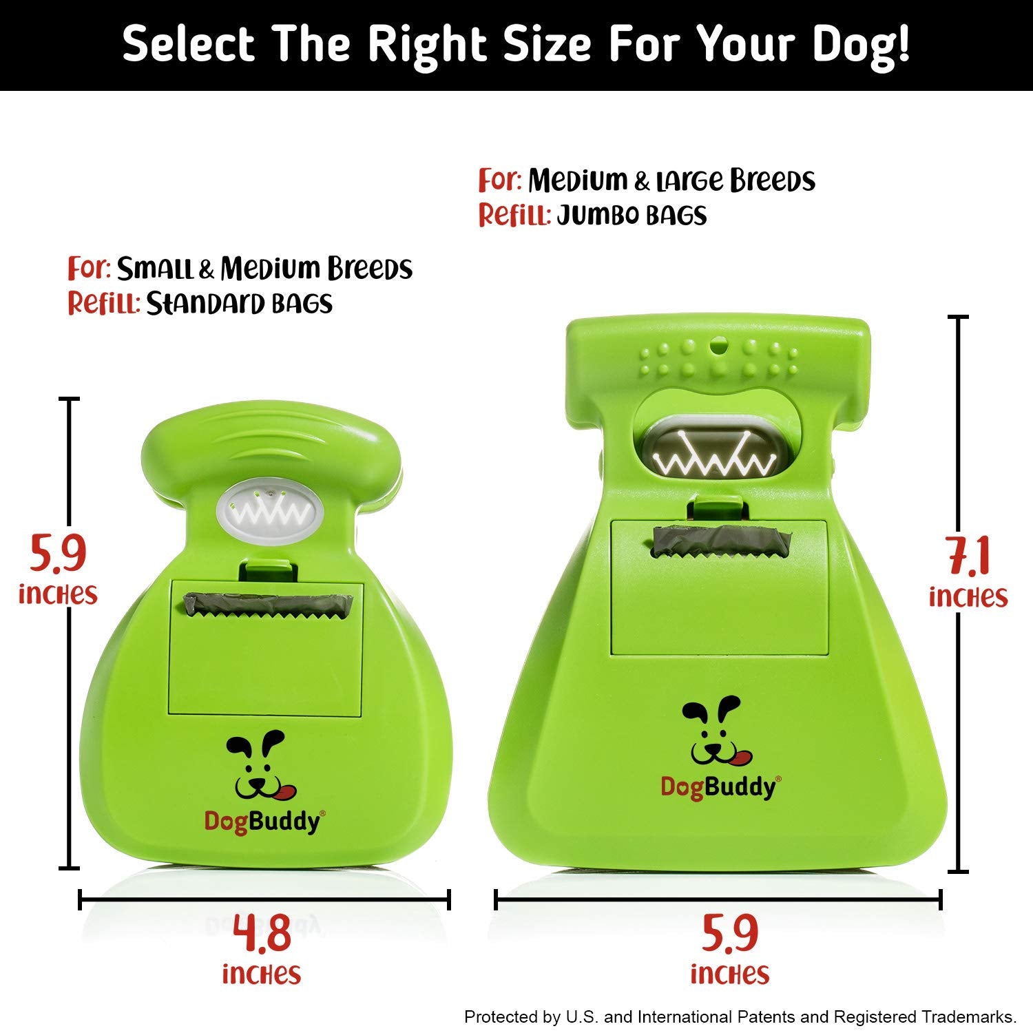 DogBuddy Pooper Scooper, Portable Dog Pooper Scooper, Poop Scooper for Small and Large Dogs, Pooper Scooper with Bag Attachment, Leash Clip and Dog Waste Bags Included (Large, Kiwi)