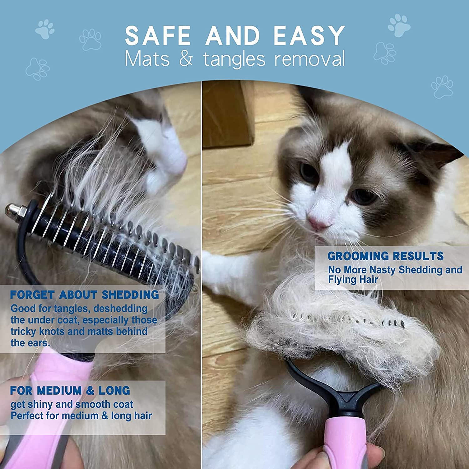 Pet Neat Pet Grooming Brush Effectively Reduces Shedding by Up to 95% Professional Deshedding Tool for Dogs and Cats