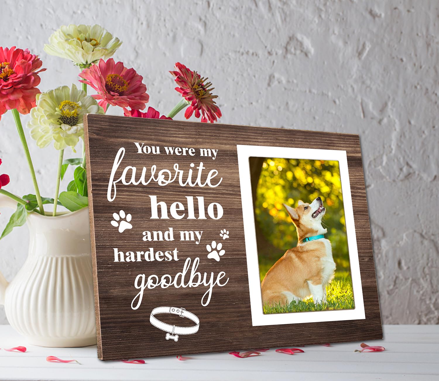 Itsoly Dog Memorial Picture Frame – You Were My Favorite Hello and My Hardest Goodbye-Dog Sympathy Gift, Wooden Photo Frame Keepsake for Pet Loss,4 x 6In Photo12P041