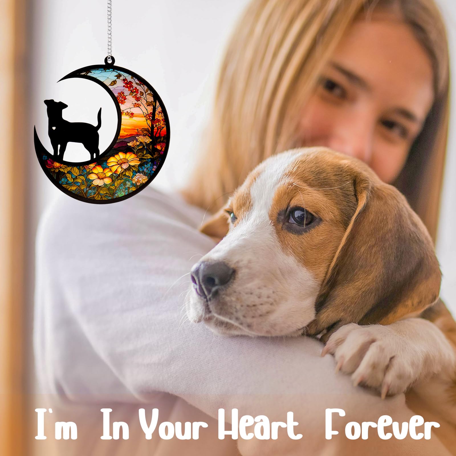 DeerZone Dog Memorial Suncatcher,Pet Sympathy Gifts,Dog Memorial Gifts for Loss of Dog,Personalized Dog Pass Away Gifts with Name Date for Pet Lovers