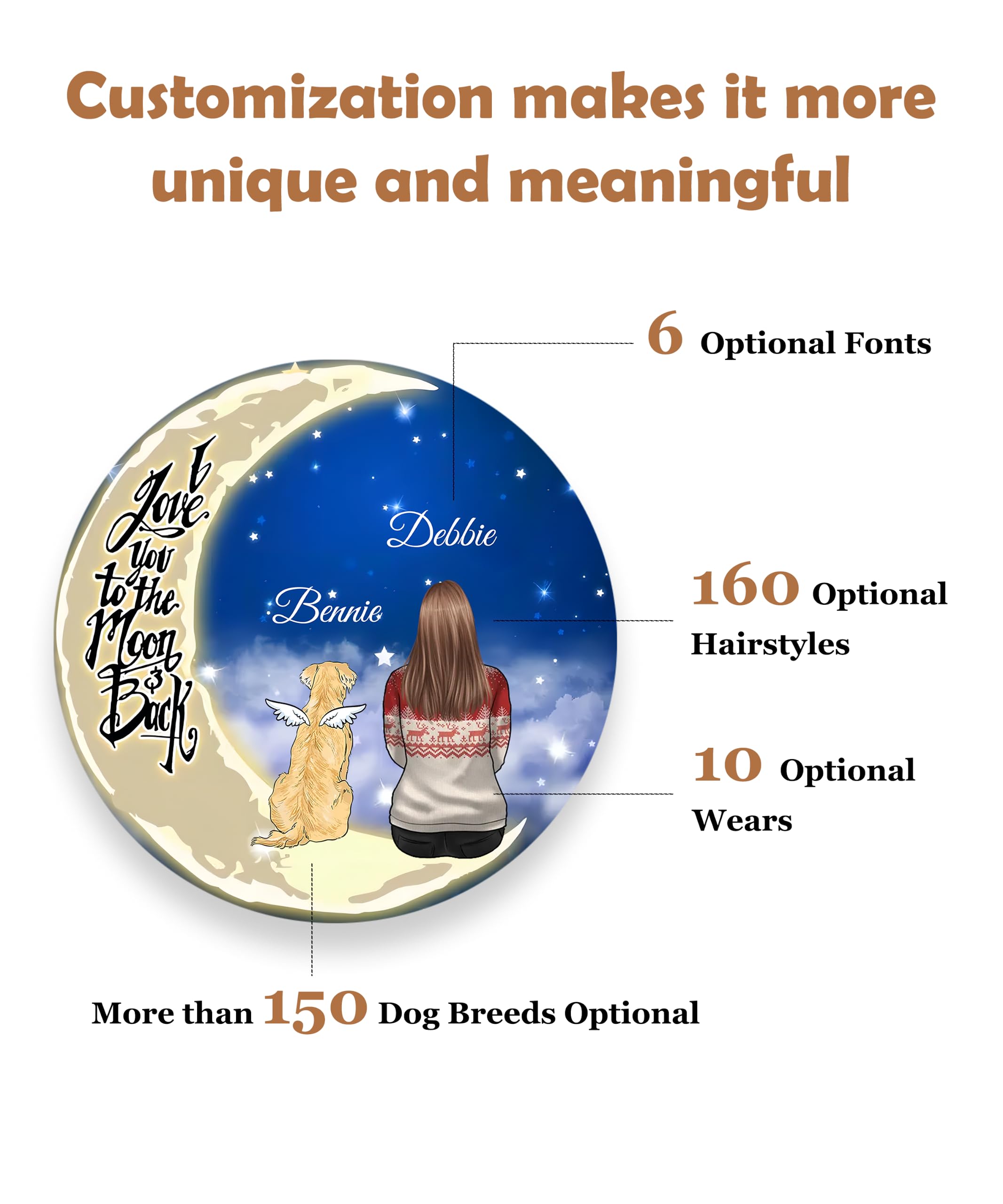 Personalized Dog Memorial Gifts for Loss of Dog, Custom Pet Memorial Ornament for Dogs, Loss of Dog Sympathy Gift, Dog Passing Away Gifts, Ceramic Ornament for Christmas Tree (Women)