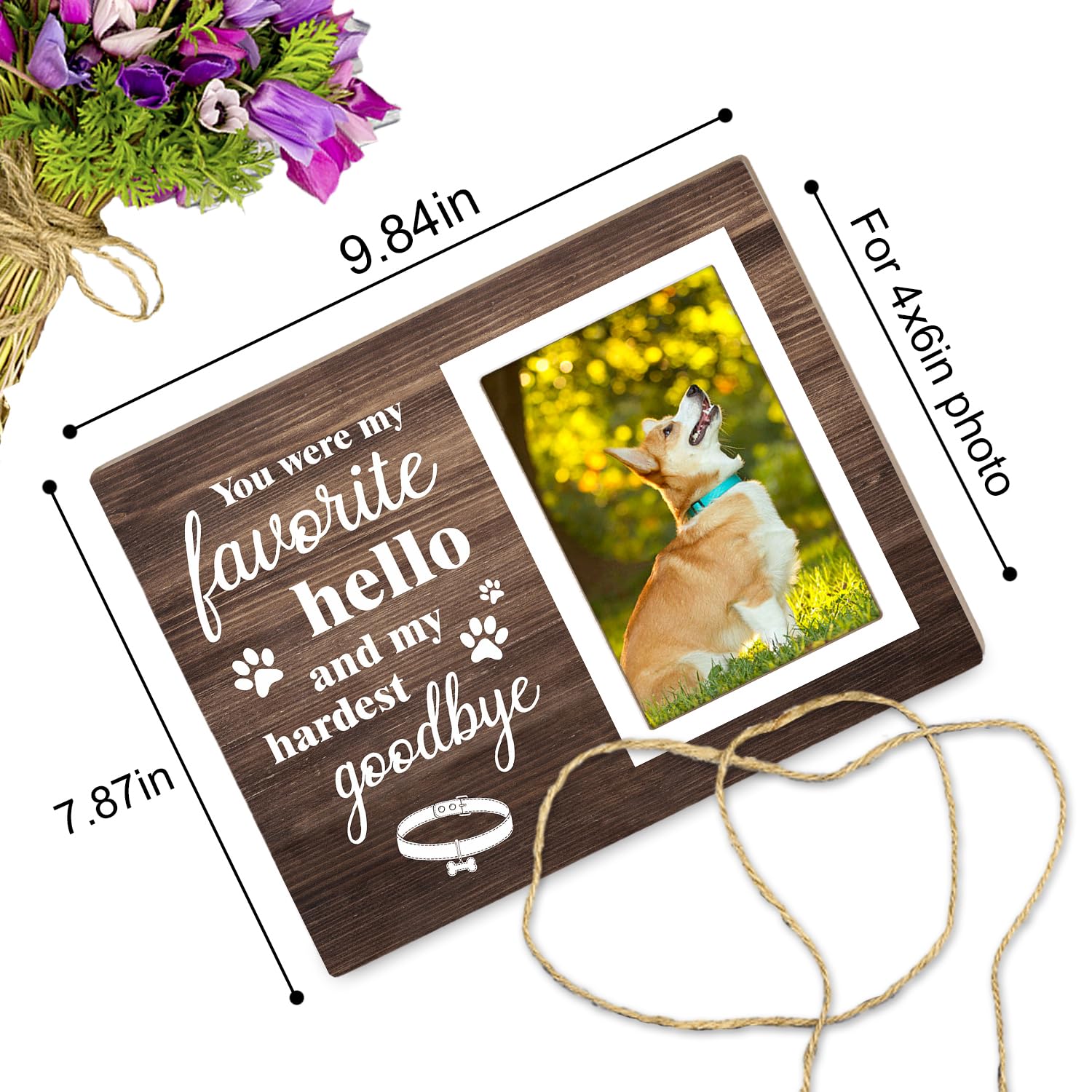 Itsoly Dog Memorial Picture Frame – You Were My Favorite Hello and My Hardest Goodbye-Dog Sympathy Gift, Wooden Photo Frame Keepsake for Pet Loss,4 x 6In Photo12P041