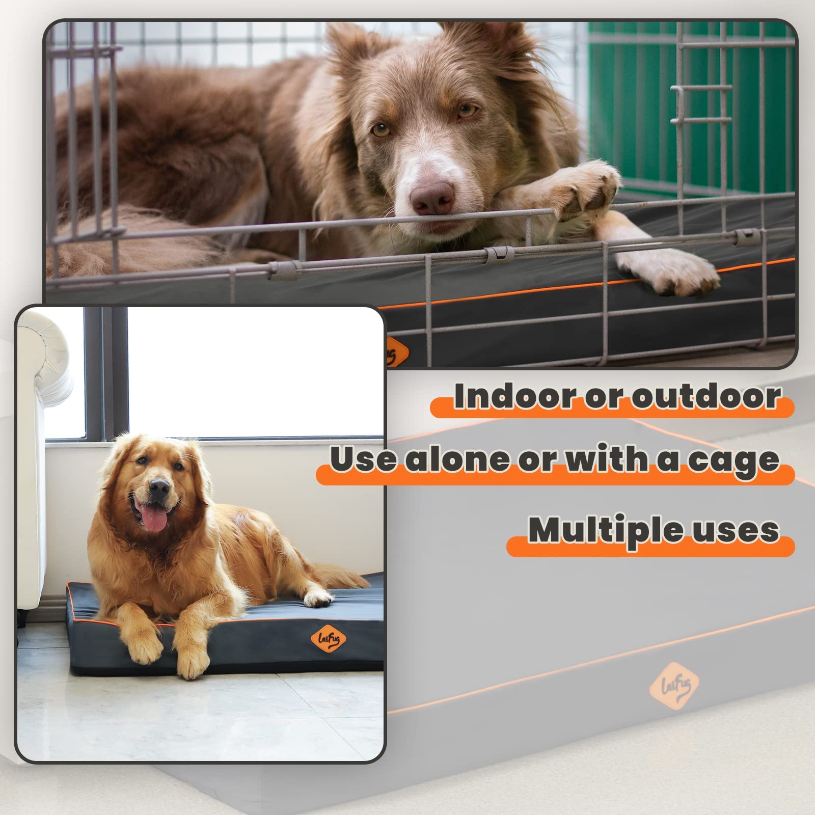 Laifug Outdoor Waterproof Dog Bed for Small, Medium and Large Dogs - Dog Bed Washable, Jacket Fabric, Egg Orthopedic Foam Pet Dog Bed with Removable Durable Cover and Non-Slip Bottom