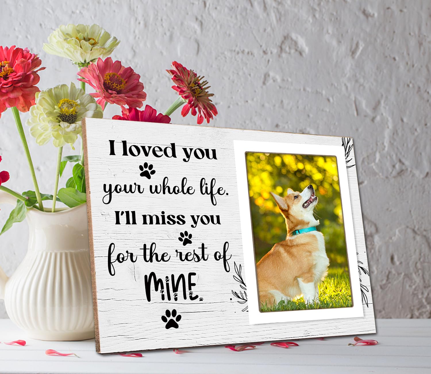 Itsoly Dog Memorial Picture Frame - Pet Loss Gift - I Love You Your Whole Life I Will Miss You for the Rest of Mine - Wooden Photo Frame, 4x6 Inch Photo12P70