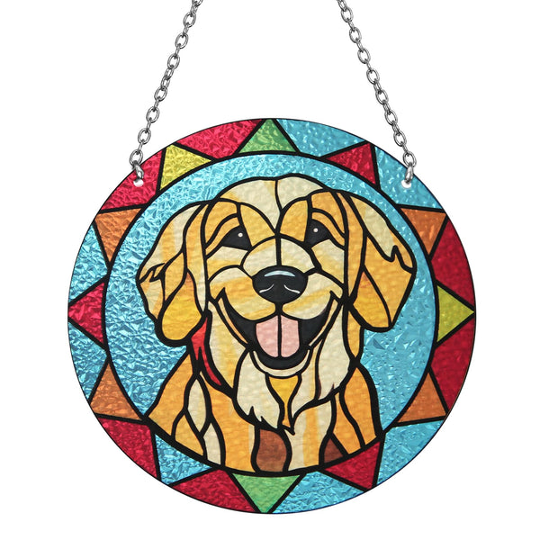 Marwey Dog Memorial Suncatcher - Stained Glass Golden Retriever Gifts Pet Memorial Gifts - Loss of Dog Sympathy Gift - Christmas Ornament for Women Men
