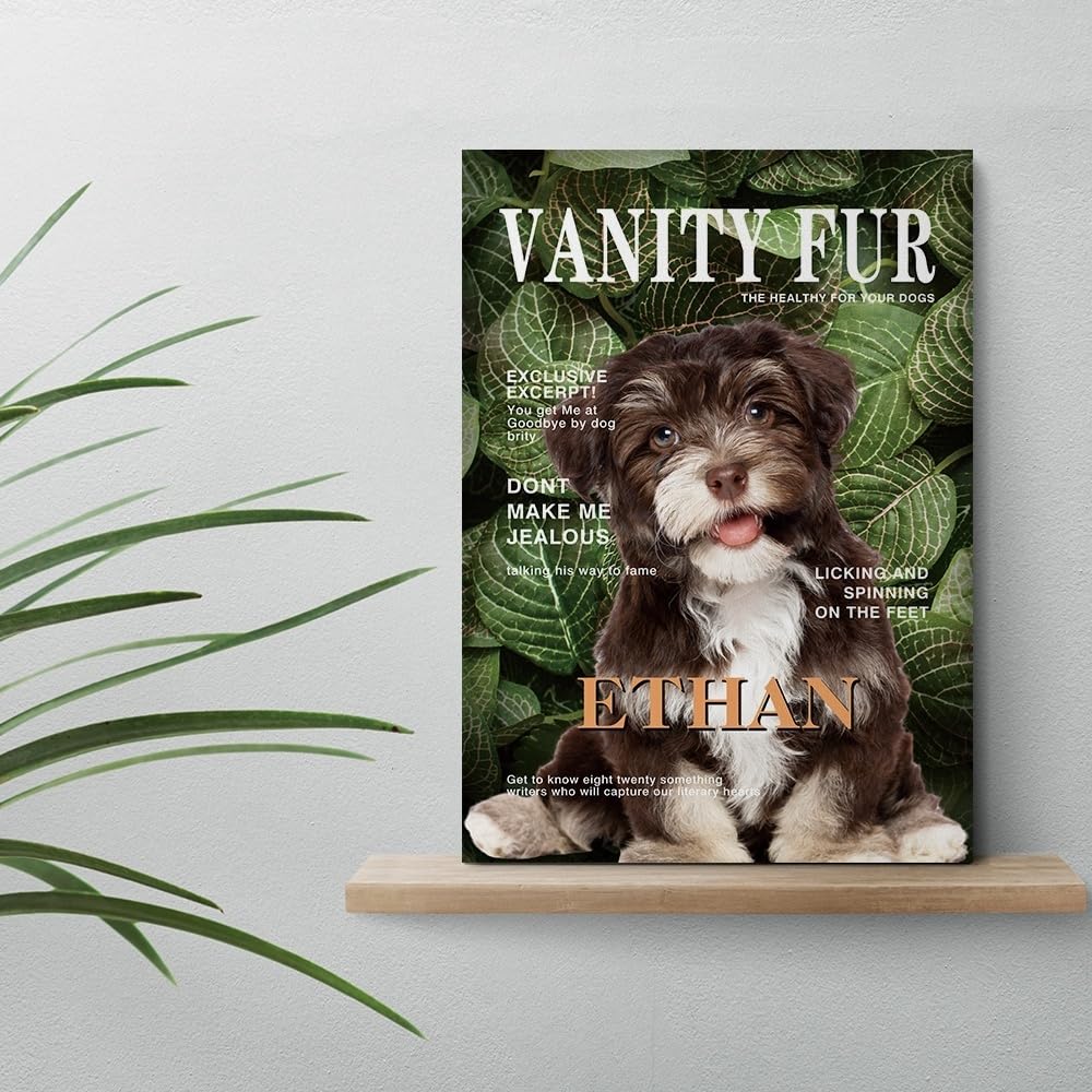 Vomokim Personalized Dog Photo Canvas Prints Wall Art Animal Portrait Magazine Style Poster Prints Framed Home Decor Custom Picture Photo Canvas Poster Housewarming Gift dor Dog Lovers