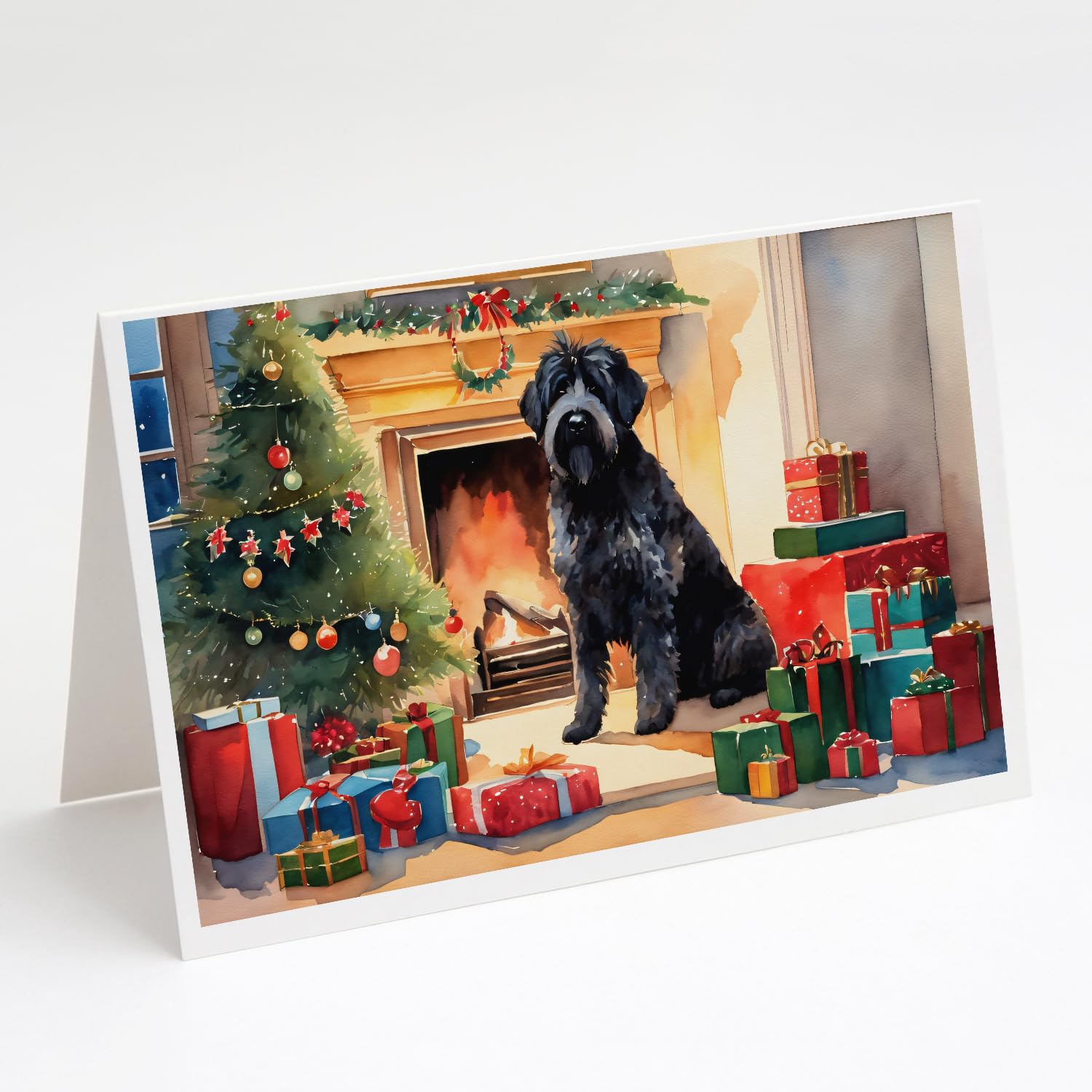 Caroline's Treasures DAC2619GCA7P Bouvier des Flandres Cozy Christmas Greeting Cards Pack of 8 Blank Cards with Envelopes Whimsical A7 Size 5x7 Blank Note Cards