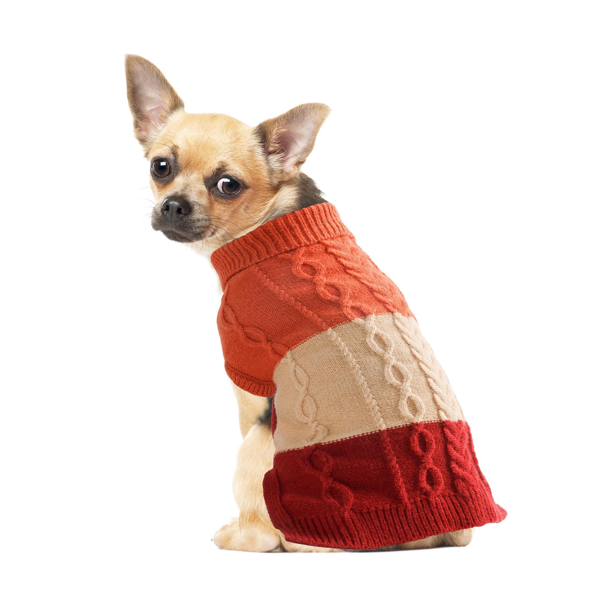 NACOCO Dog Sweater Color Block - Halloween Cat Knitted Clothes Pet Fashion Sweatshirt Soft Vest Thickening Winter Warm Knitwear Outfits Apparel for Small Medium Dog Puppy Kitten(Pink, L)