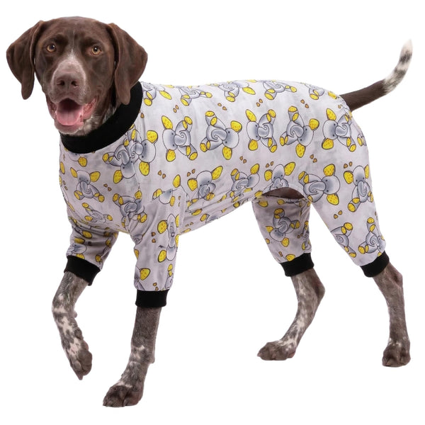 LovinPet Big Dogs Pajamas Clothes, Sleepytime Elephants Print, Pajamas for Pitbulls, Post Surgery Dog Shirt, Wound Care Large Dog Onesies, Lightweight Pullover, Full Coverage Large Breed Dog Pjs, 3XL