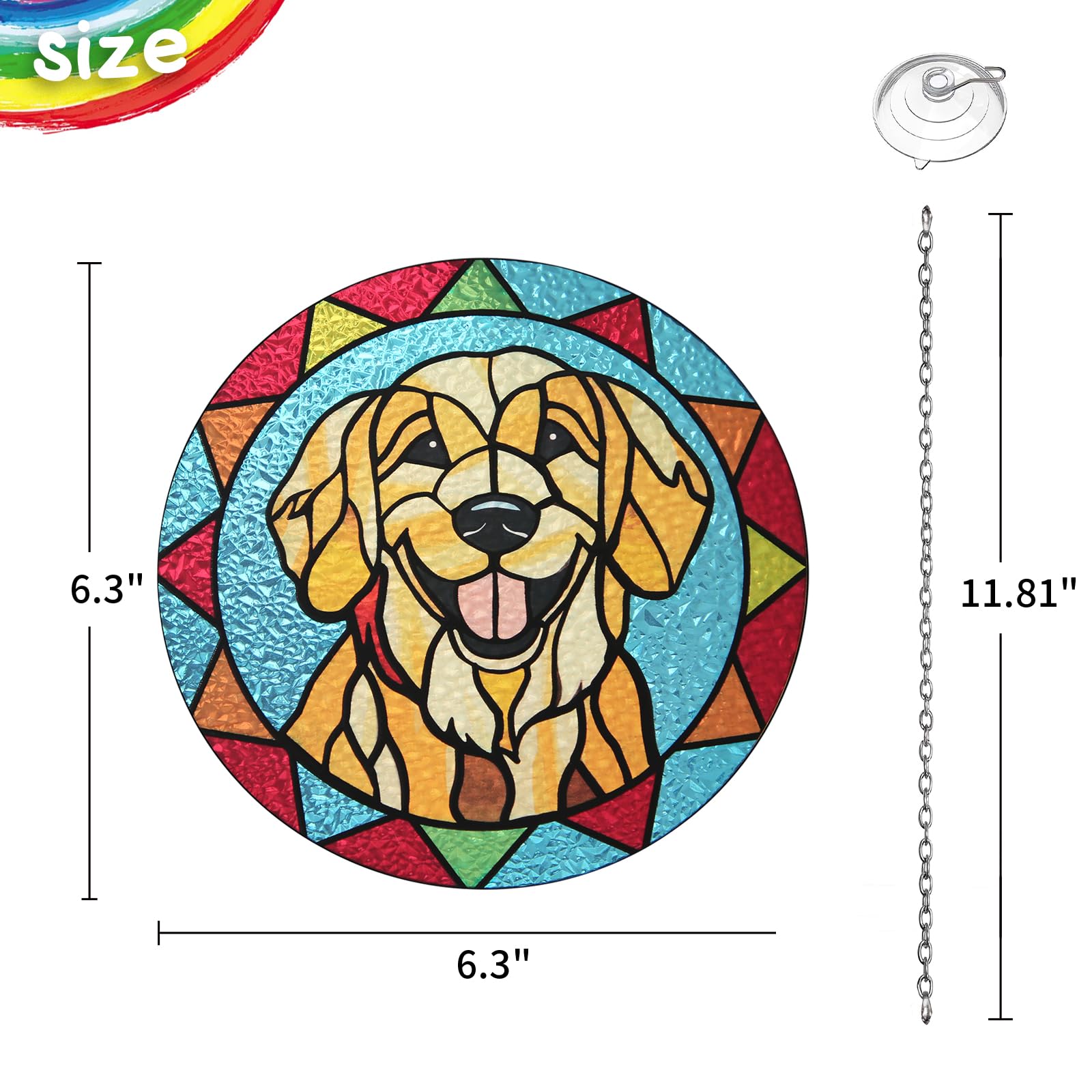Marwey Dog Memorial Suncatcher - Stained Glass Golden Retriever Gifts Pet Memorial Gifts - Loss of Dog Sympathy Gift - Christmas Ornament for Women Men