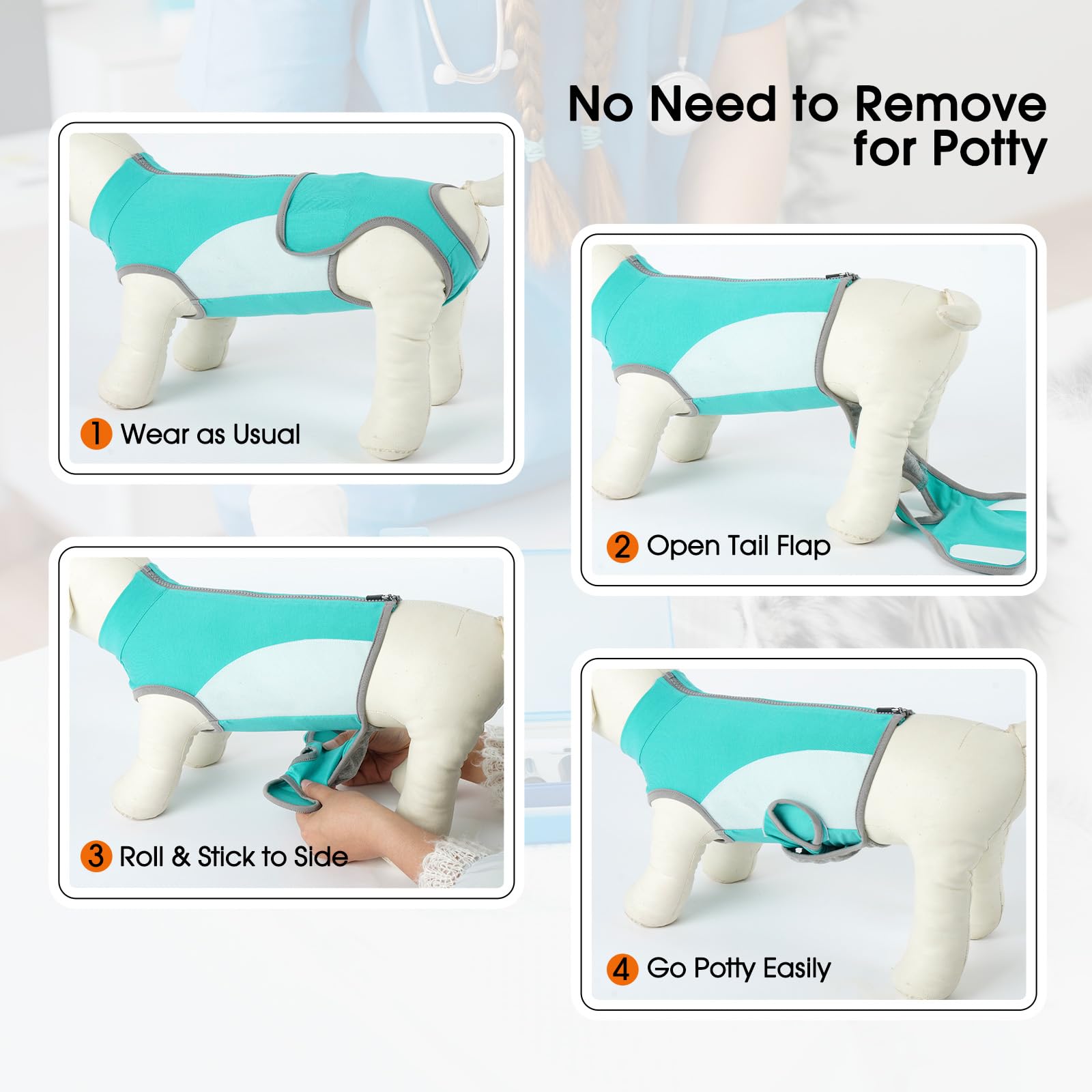 LeLePet Dog Surgery Recovery Suit,Soft Recovery Suit for Dogs,Dog Onesie for Surgery Female Spay & Male Neuter,Protective Pet Post-Op Clothes with Back Zipper Anti Licking,E-Collar Cone Alternative