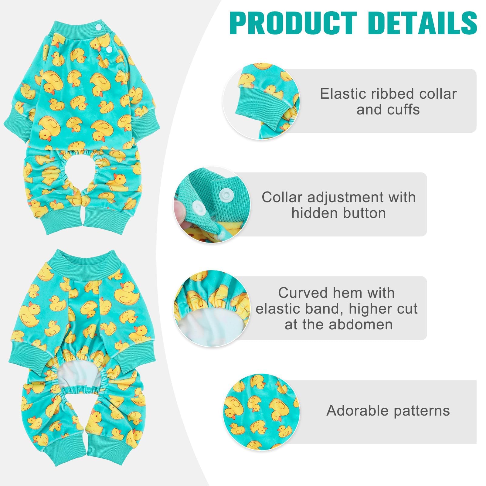 BEAUTYZOO Dog Pajamas Large Sized Dog, Summer Doggie Pajamas for Boy Girl, Soft Strechy Cotton Puppy Pjs Jammies Onesies for Men Women, Pet Jumpsuit Body Suit Cat Apparel Clothes, Yellow Duck L