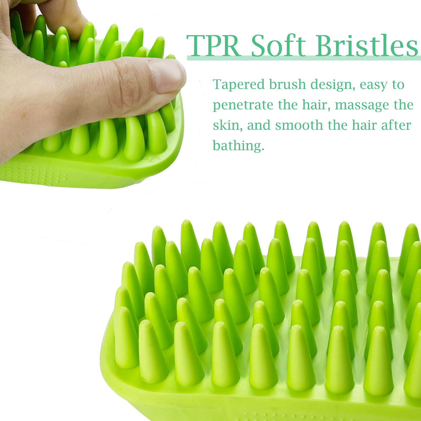 Yintoper Dog Bath Brush, Pet Silicone Shampoo Brush, Rubber Shower Wash Curry Brush for Short Long Haired Dogs Cats Shedding Grooming and Massage, Pet Rubber Brush Removes Loose & Shed Fur