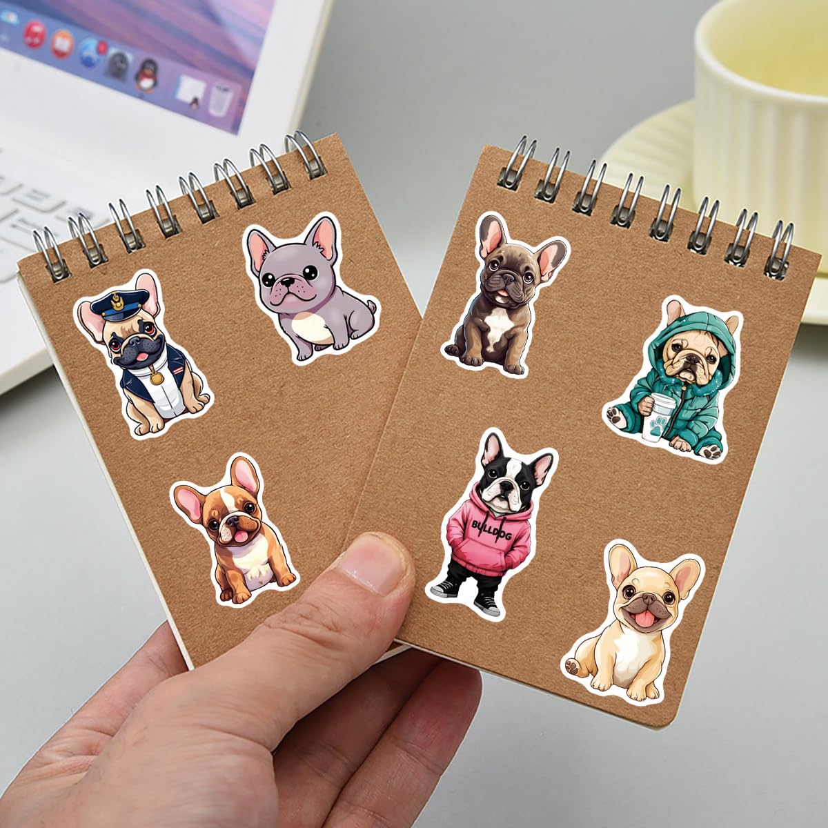 French Bulldog Stickers 50-Pack, Waterproof Vinyl Graffiti Decals for Laptop, Suitcase, Water Bottle, Journal, Locker - Cartoon Dog Stickers for DIY Decor