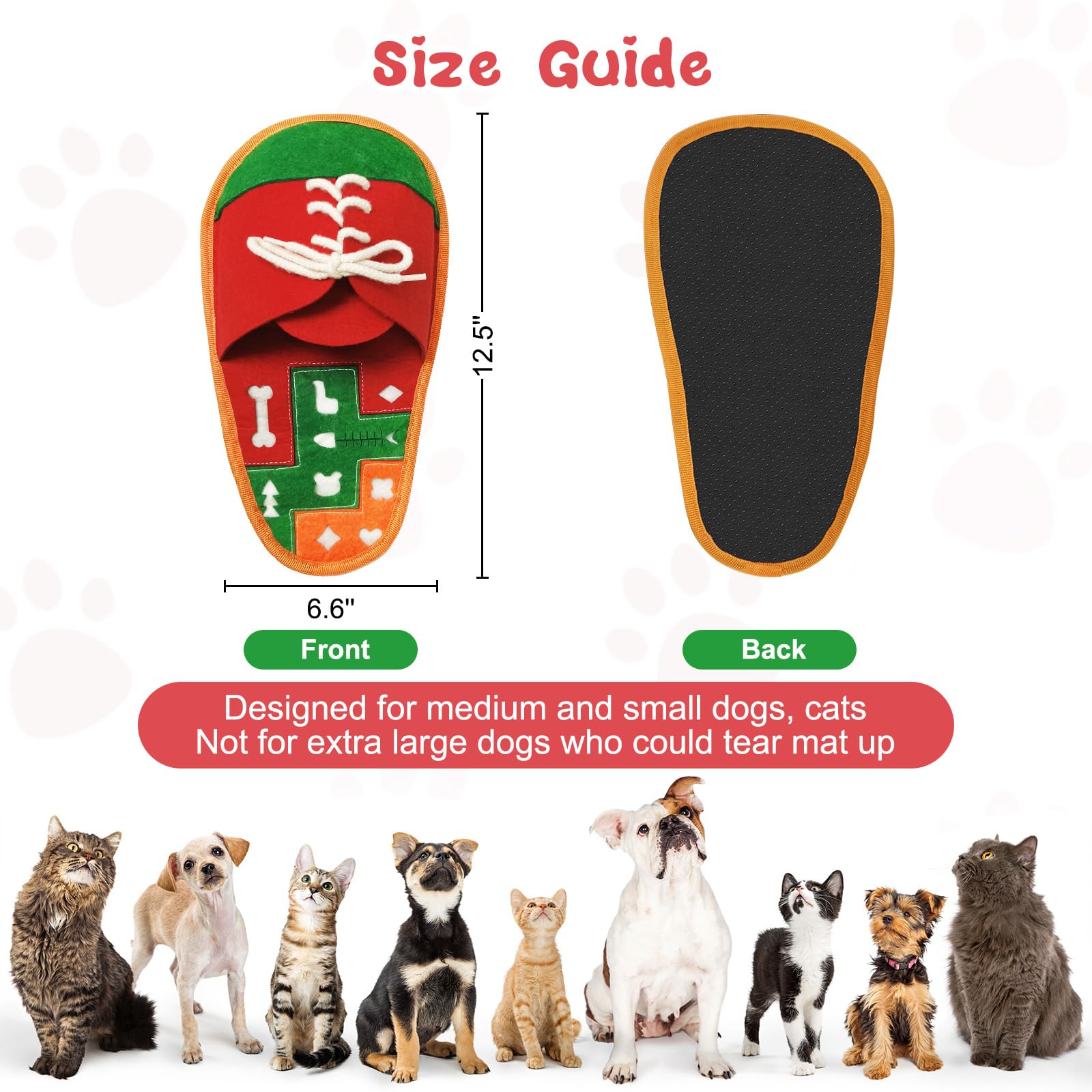 Meseto Snuffle Mat for Dogs, Cute Shoes Shape, Interactive Sniff Mat for Slow Eating and Keep Busy, Adjustable Dog Digging Toys Encourages Natural Foraging Skills, Suitable for Small and Medium Dogs