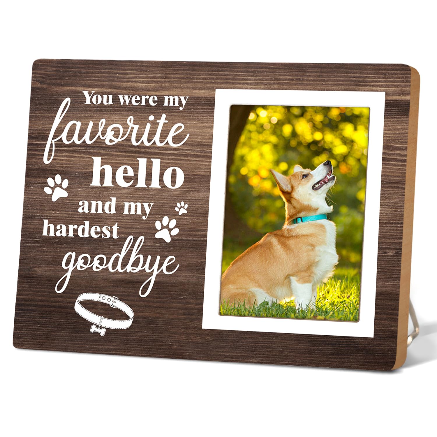 Itsoly Dog Memorial Picture Frame – You Were My Favorite Hello and My Hardest Goodbye-Dog Sympathy Gift, Wooden Photo Frame Keepsake for Pet Loss,4 x 6In Photo12P041