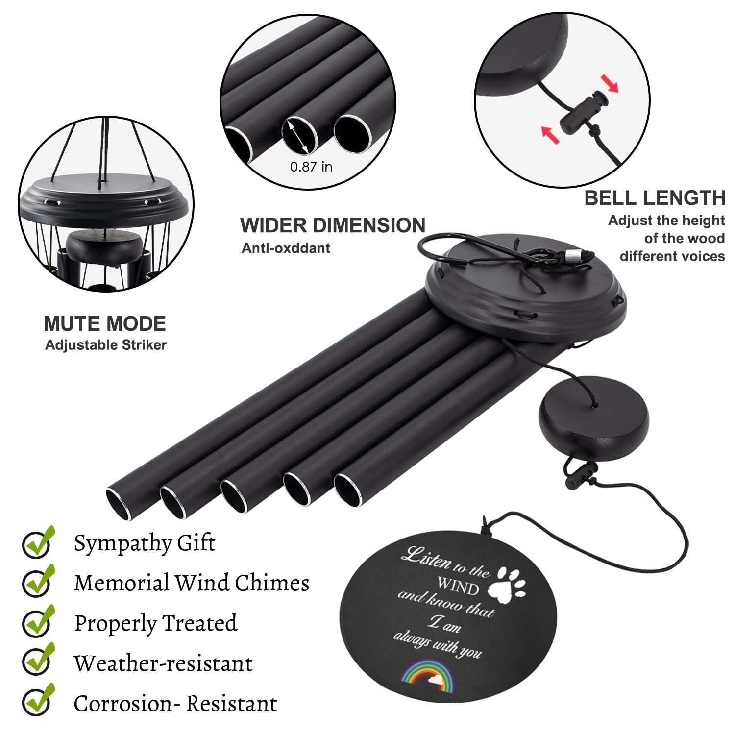 ASTARIN Dog Memorial Gifts Sympathy Wind Chime for Pet Loss Gifts, Cat Wind Chimes for a Grieving Pet Owner, Pet Memorial Wind Chimes