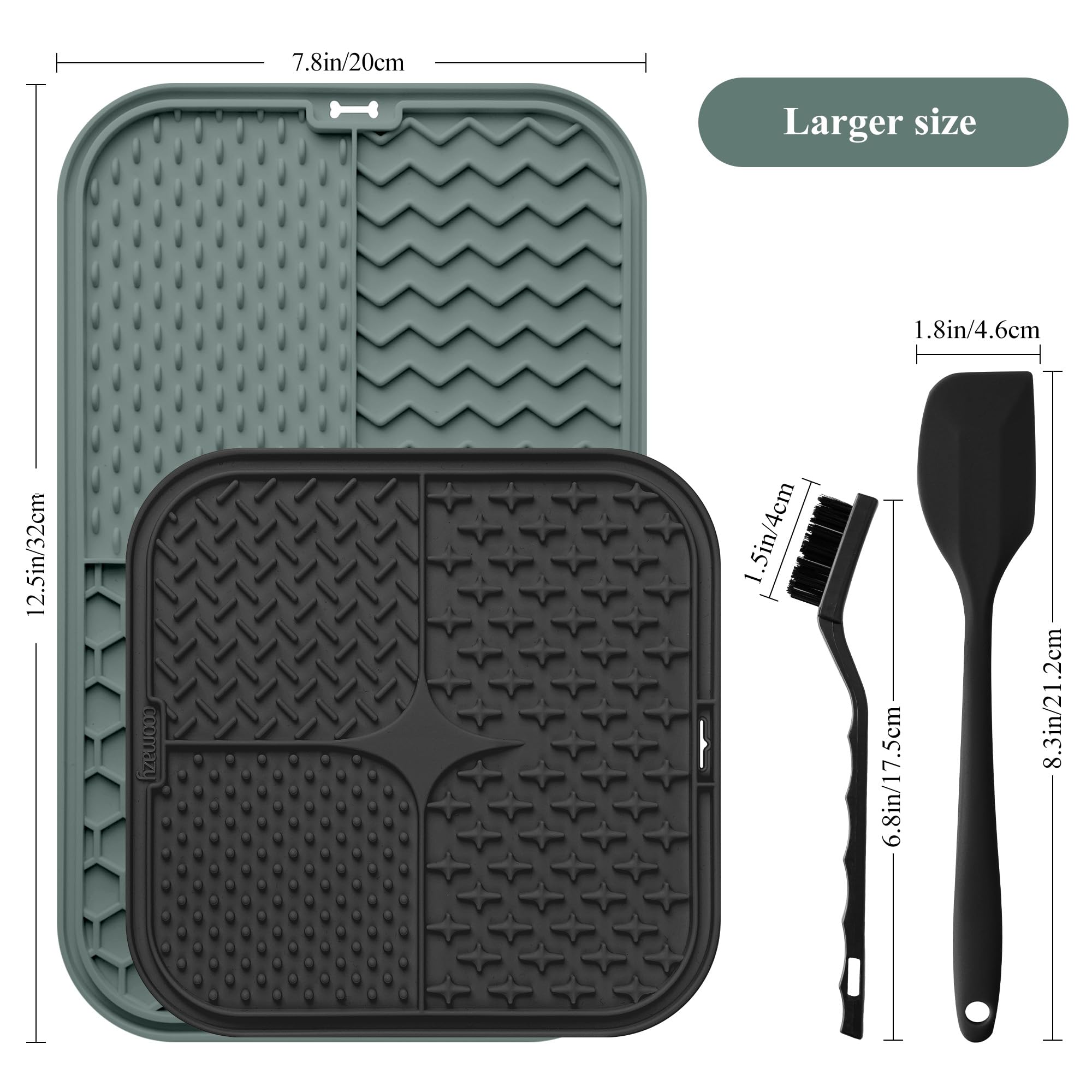 Coomazy Larger Lick Mat for Dogs, Lick Mat Designed for Large Breed Dogs, Slow Feeder & Non-Slip Design, Boredom and Anxiety Reducer, Suitable for All Wet Food, Non-Toxic, Green