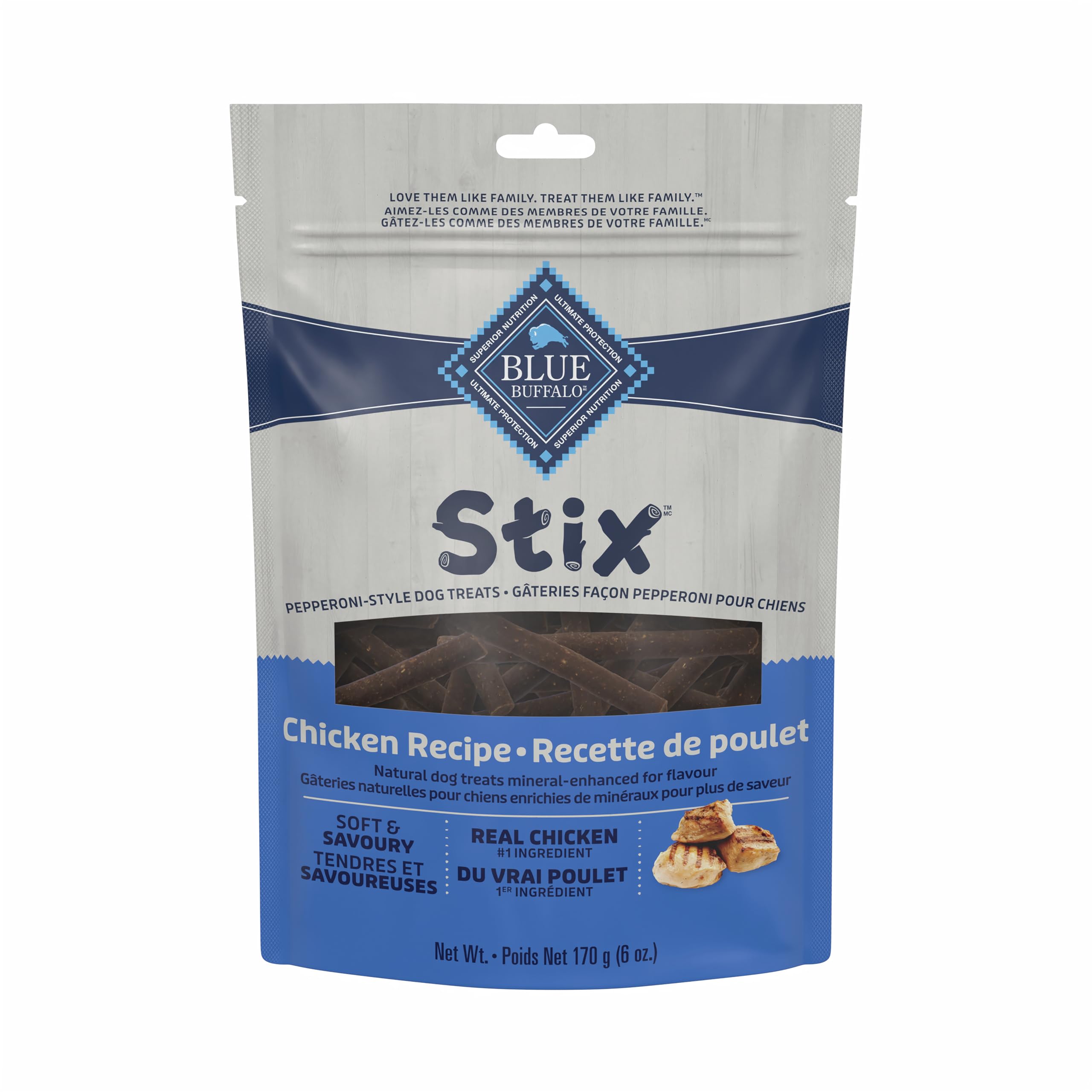 Blue Buffalo Stix Natural Soft-Moist Dog Treats Chicken Recipe 6-oz Bag