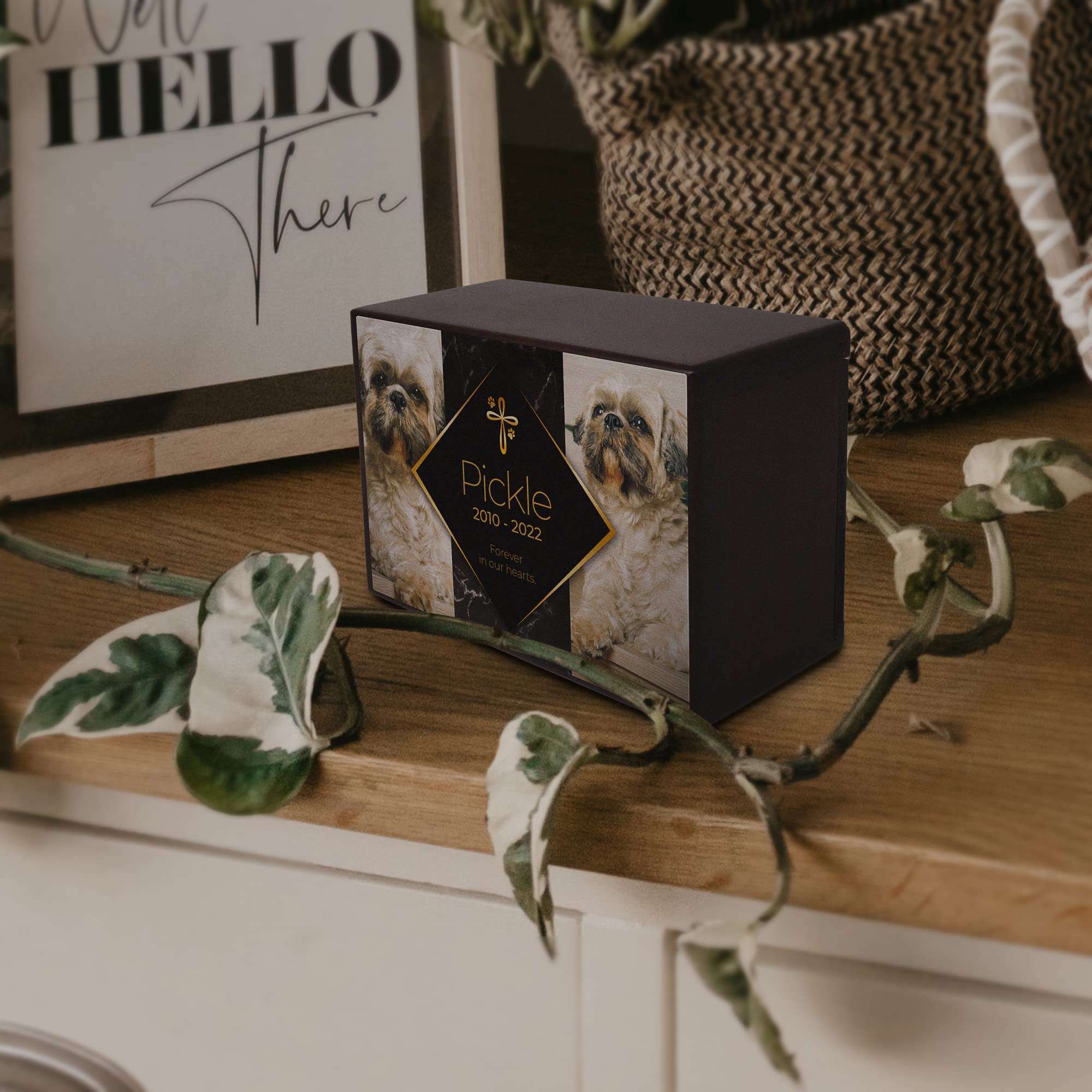 Royal Matter Custom Pet Keepsake Urns for Dogs, Wooden Box for Pet Ashes with Photo for Your Beloved Pets, Pet Cremation Urns as Sympathy Gifts for Pet Lovers - Small, 6" x 4" x 2.75" (Pickle)