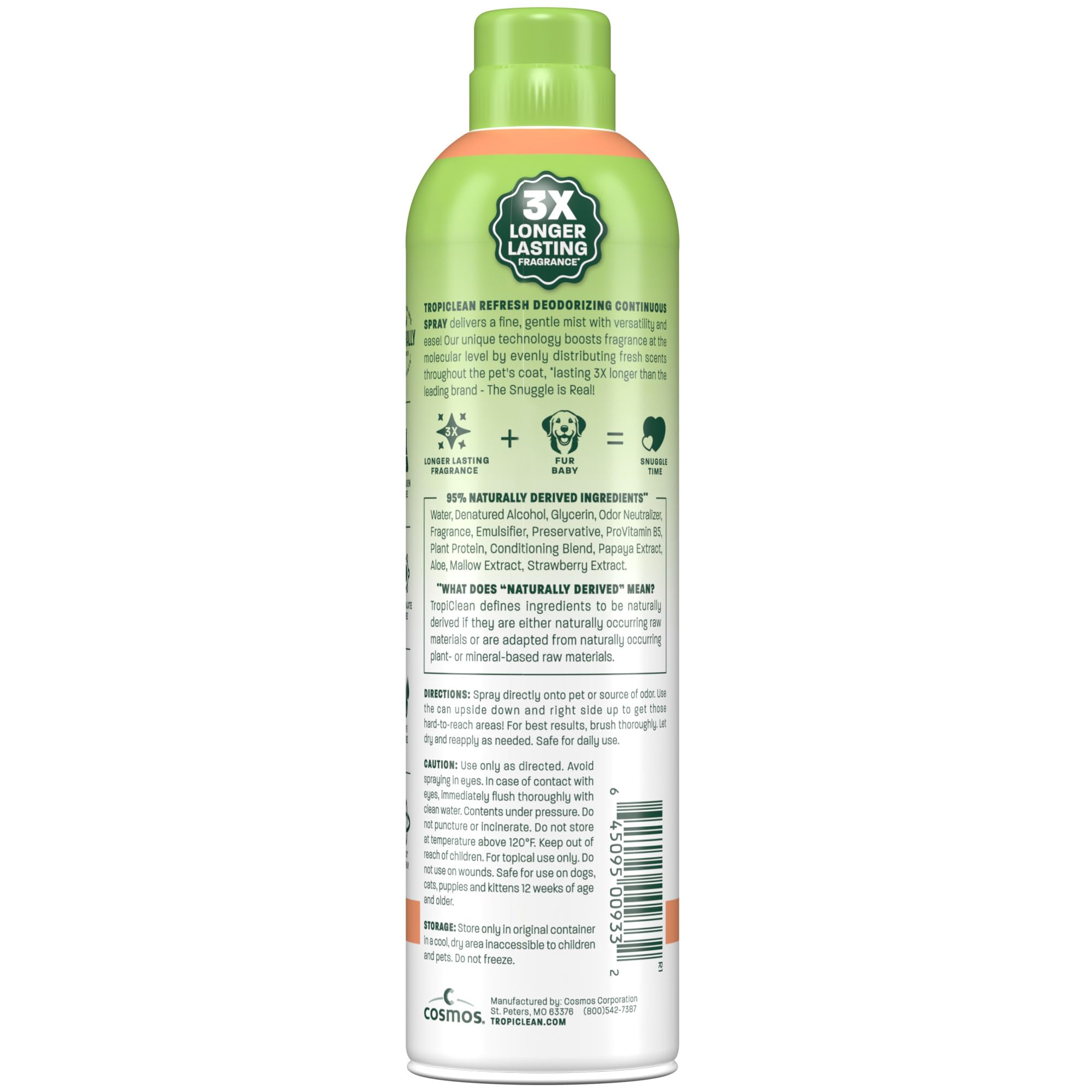TropiClean Dog Perfume, Papaya Scented Dog Deodorizing Spray, 3X Long-Lasting Scent, After Bath Cologne & Detangling Spray with Vitamin E, 10oz.