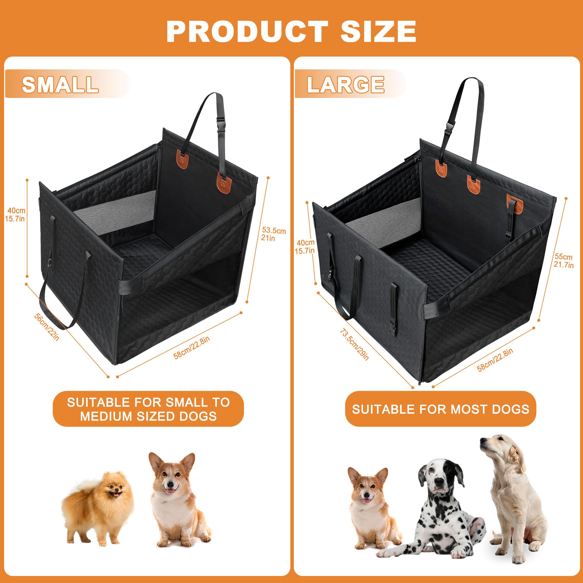 Lingusta Dog Car Seat for Medium Dogs,Back Seat Extender for Dogs,Large & Small Dog Car Seat Cover for Back Seat,Dog Car Bed Mattress,Pet Car Seat for Car SUV Truck (Black)