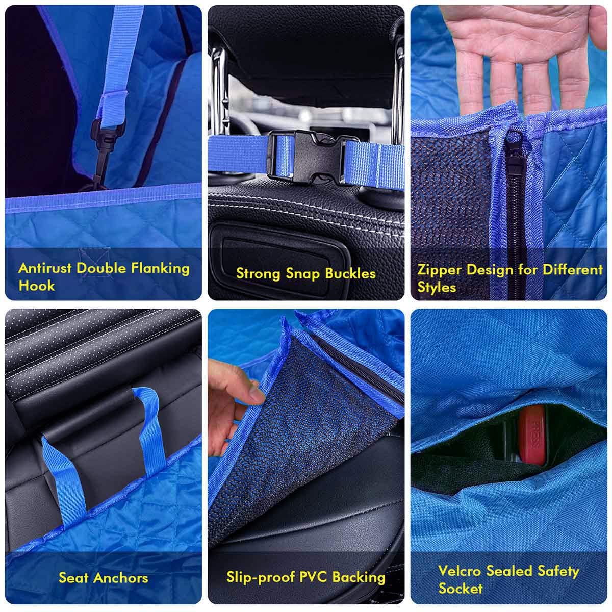 GURETER Dog Car Seat Cover for Back Machine Washable Waterproof Protector Dogs, Backseat with Mesh Window, Universal Cars, Trucks & SUVs, Blue, CWLSGU3
