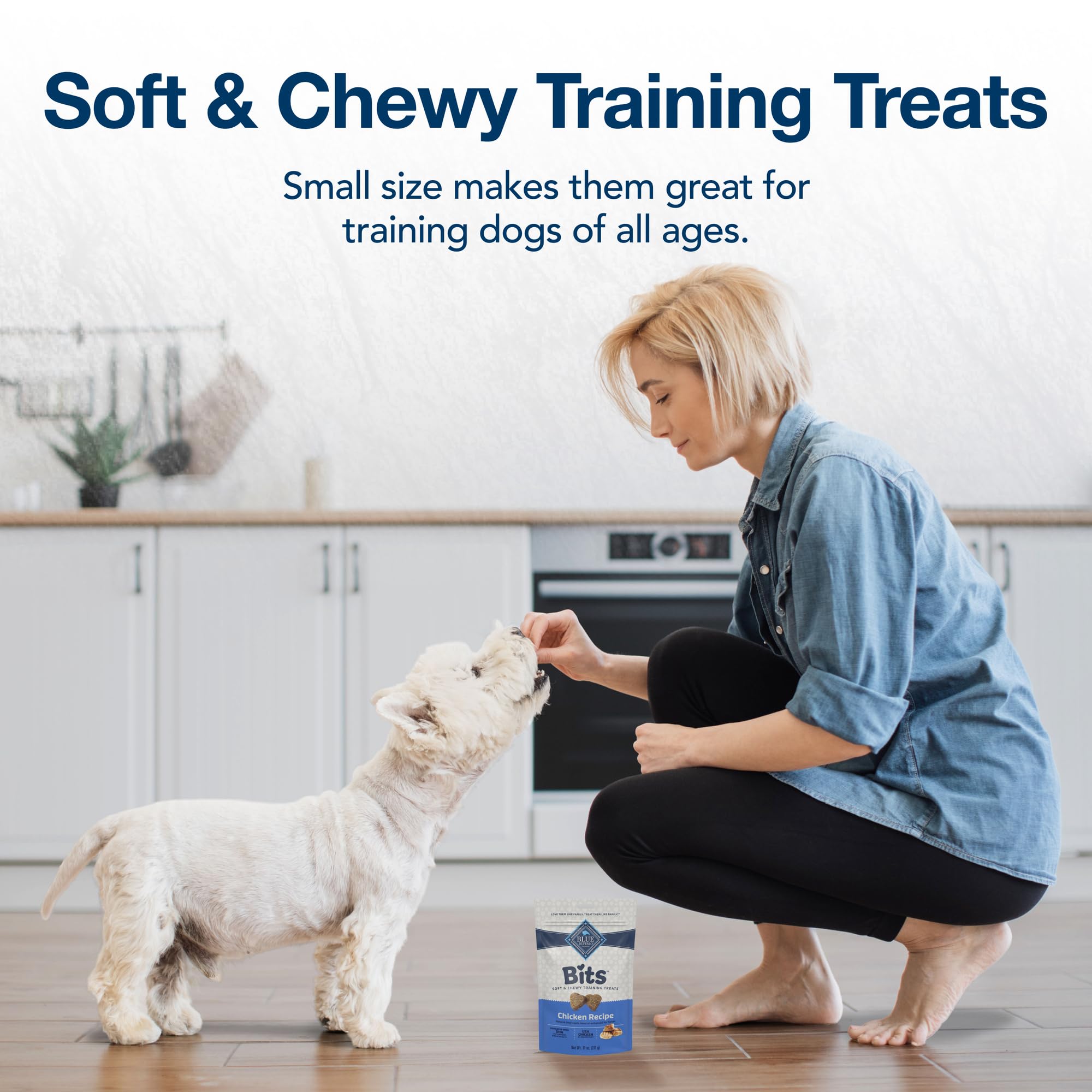 Blue Buffalo Bits Soft Dog Treats for Training, Made with Natural Ingredients & Enhanced with DHA, Beef, Salmon, Turkey, & Chicken 4-oz Variety Pack, 4 ct