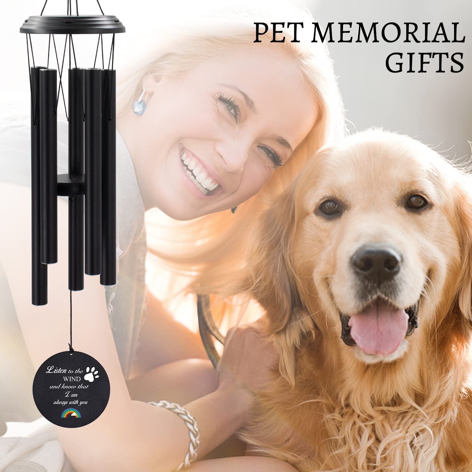ASTARIN Dog Memorial Gifts Sympathy Wind Chime for Pet Loss Gifts, Cat Wind Chimes for a Grieving Pet Owner, Pet Memorial Wind Chimes