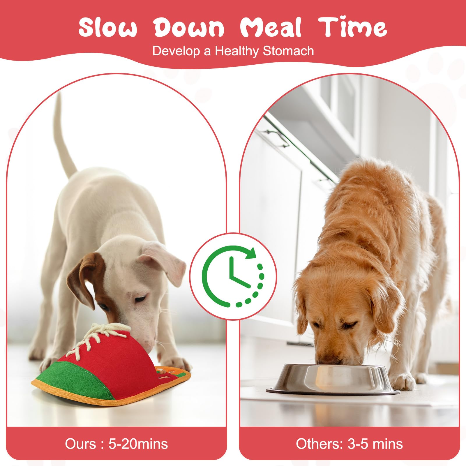 Meseto Snuffle Mat for Dogs, Cute Shoes Shape, Interactive Sniff Mat for Slow Eating and Keep Busy, Adjustable Dog Digging Toys Encourages Natural Foraging Skills, Suitable for Small and Medium Dogs