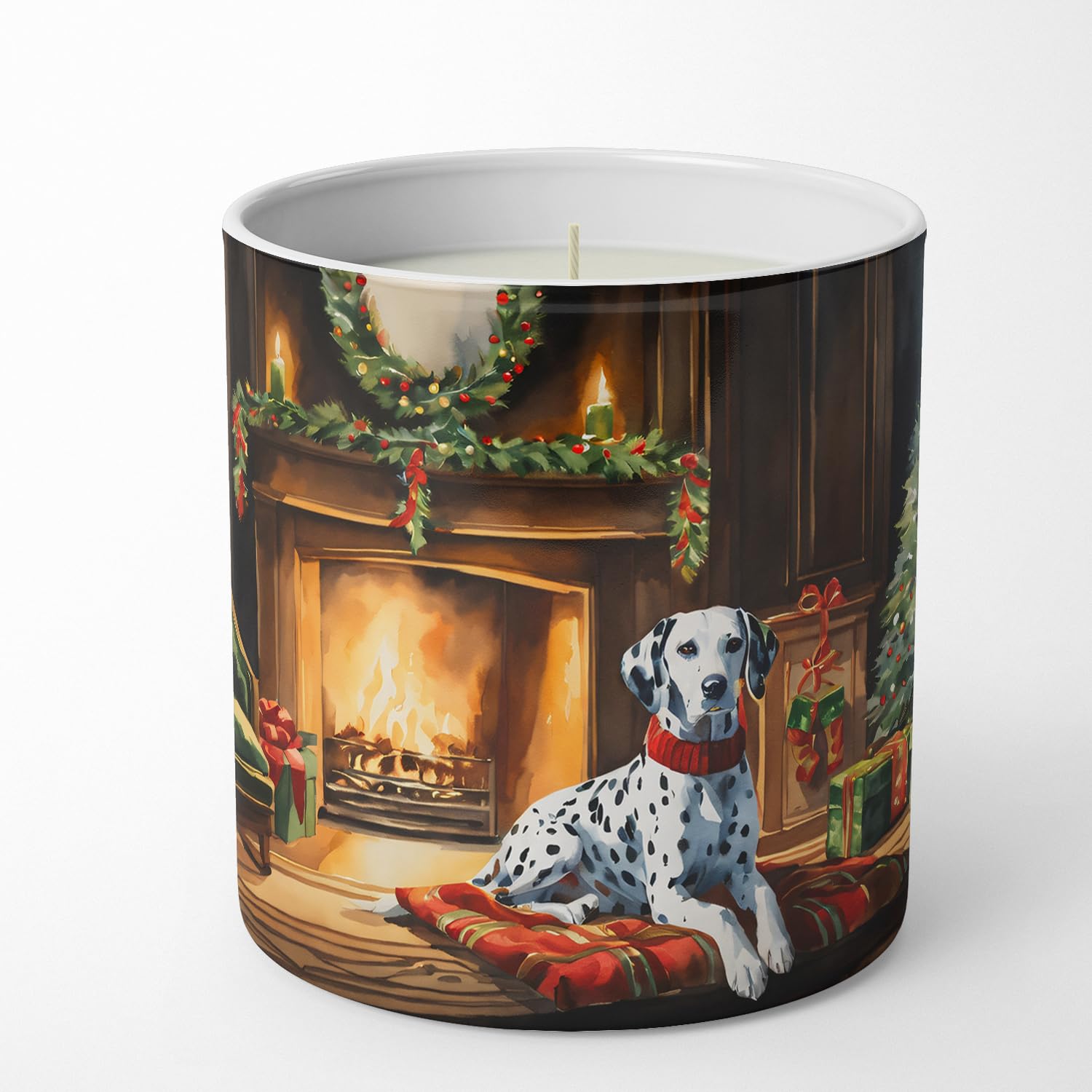 Caroline's Treasures DAC2645CDL Dalmatian Cozy Christmas Decorative Soy Candle Nature Soy Wax Essential Oil Home Decor Ideal for Bedroom Kitchen Bath Office Gift, 10 oz