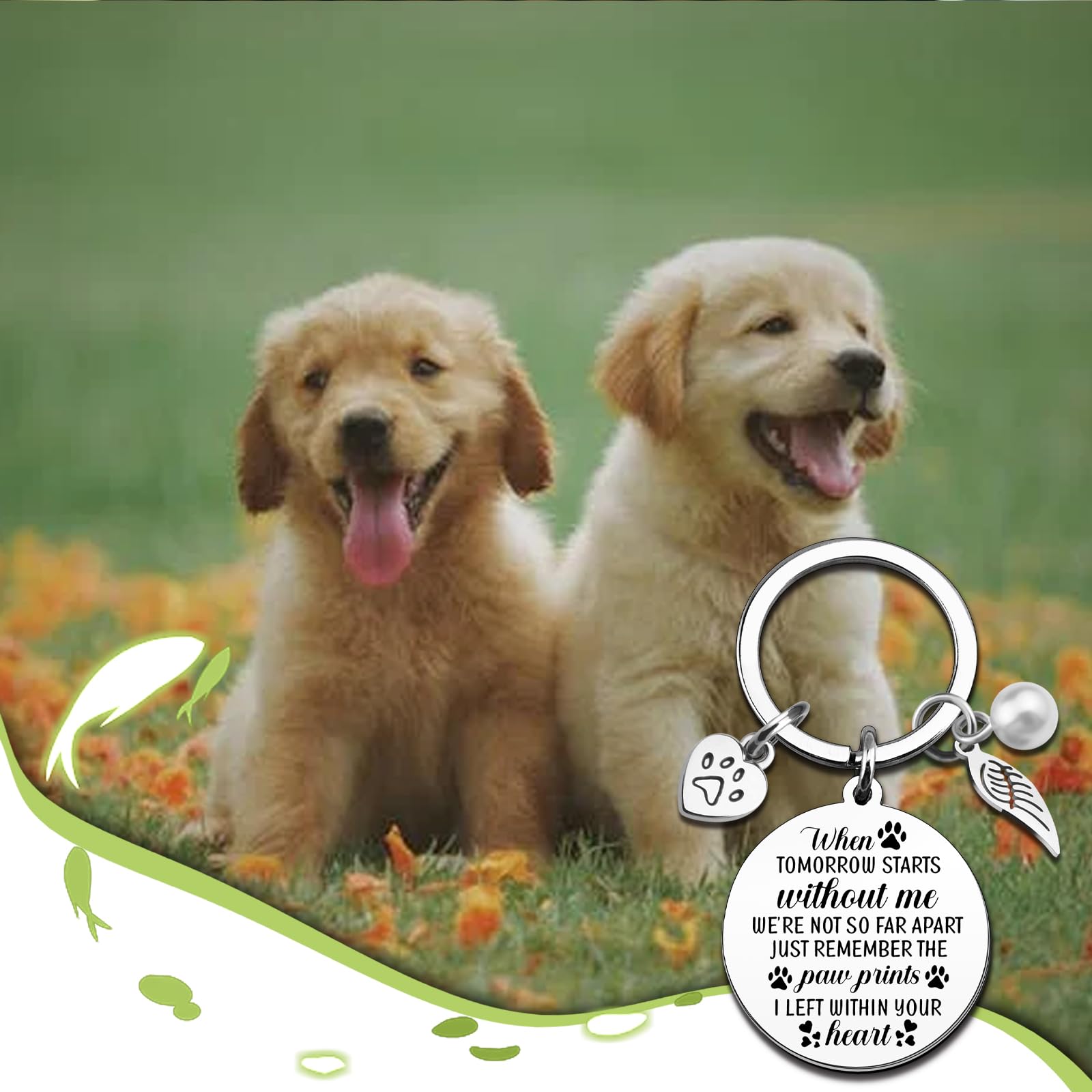 VIESUJI Pet Memorial Gifts for Dogs Memorial Gifts for Loss of Dog Sympathy Gift In Memory of Dogs Remembrance Gift Paw Print Keychain